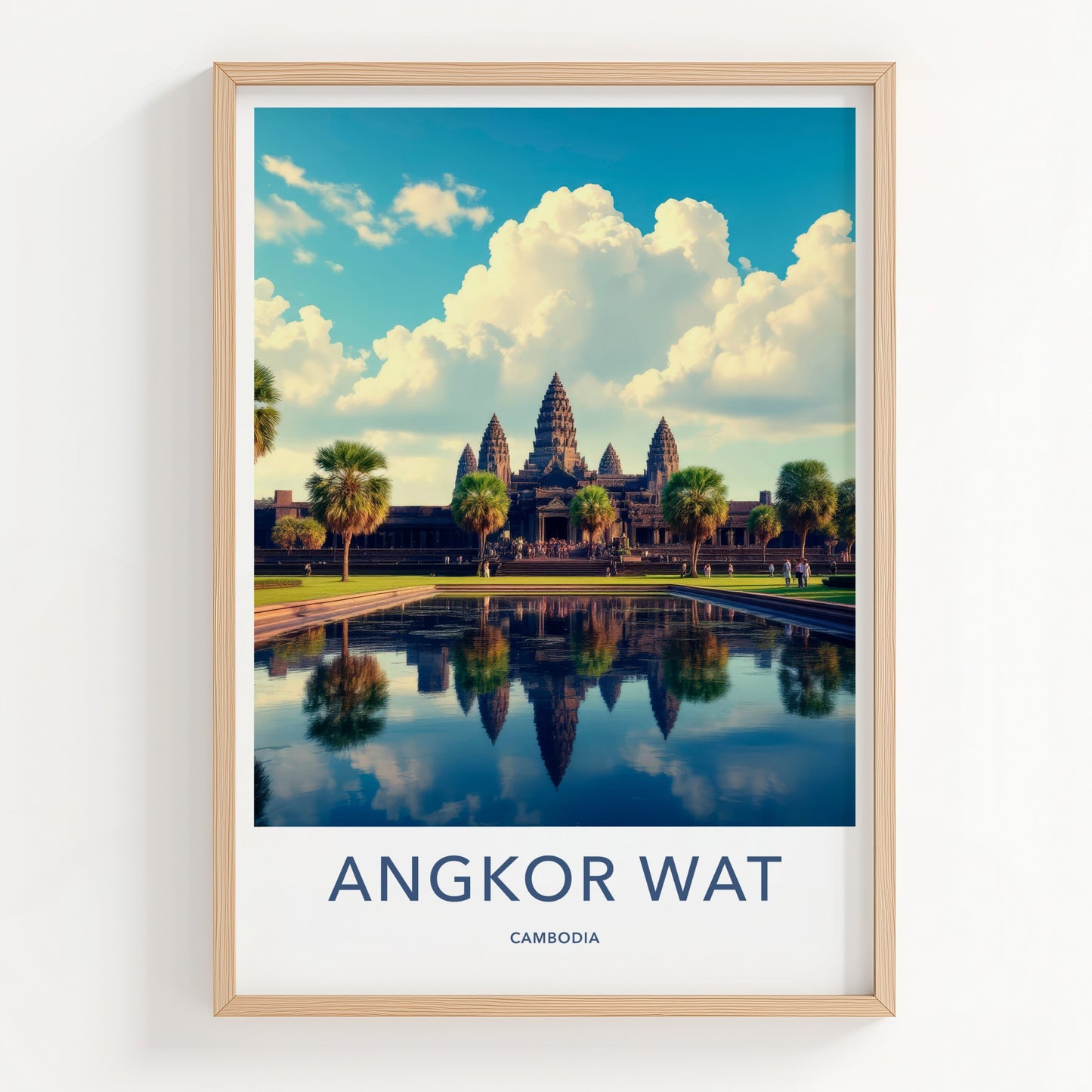 Angkor Wat Poster - Cambodia Travel Art - Ancient Temple Reflection Home Decor