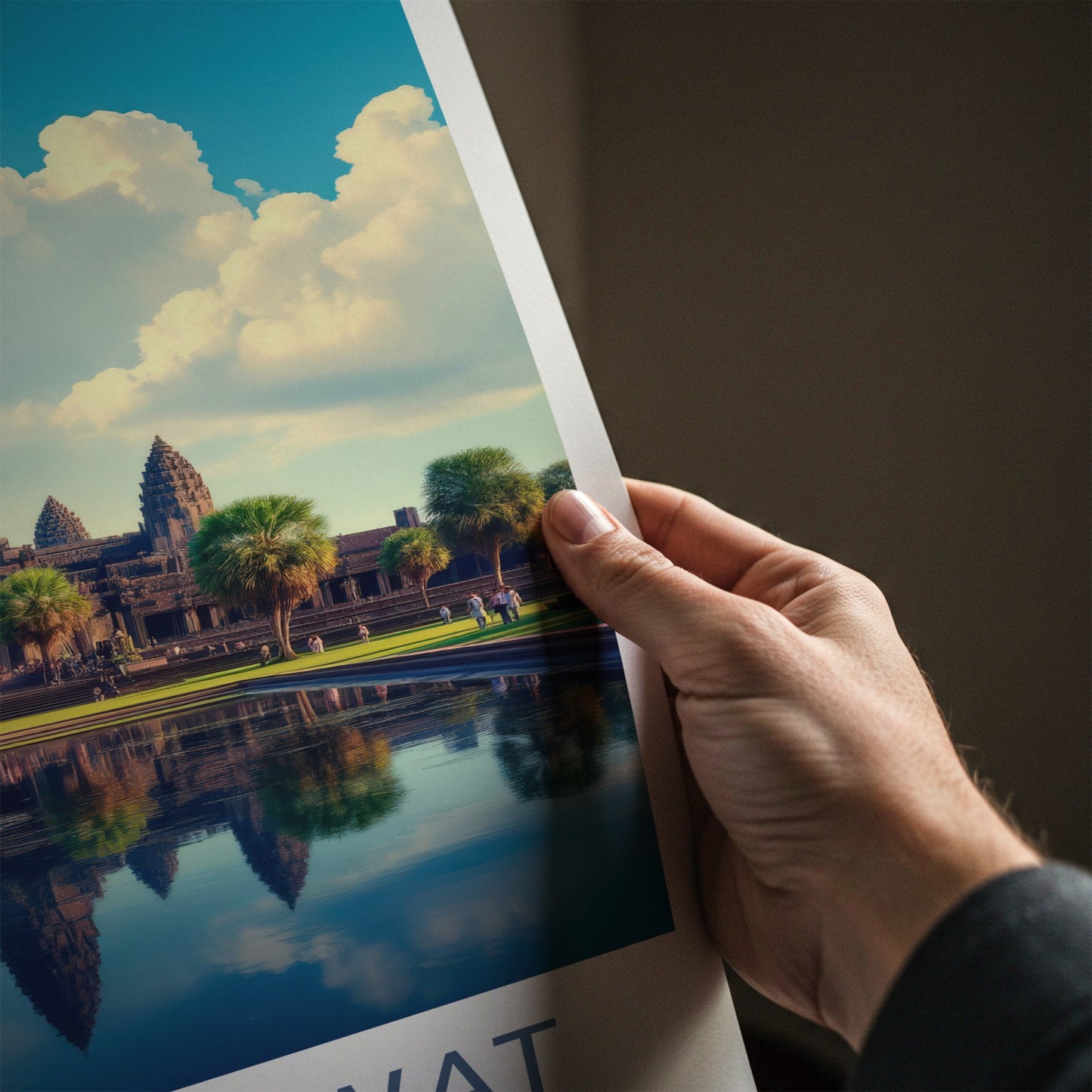 Angkor Wat Poster - Cambodia Travel Art - Ancient Temple Reflection Home Decor