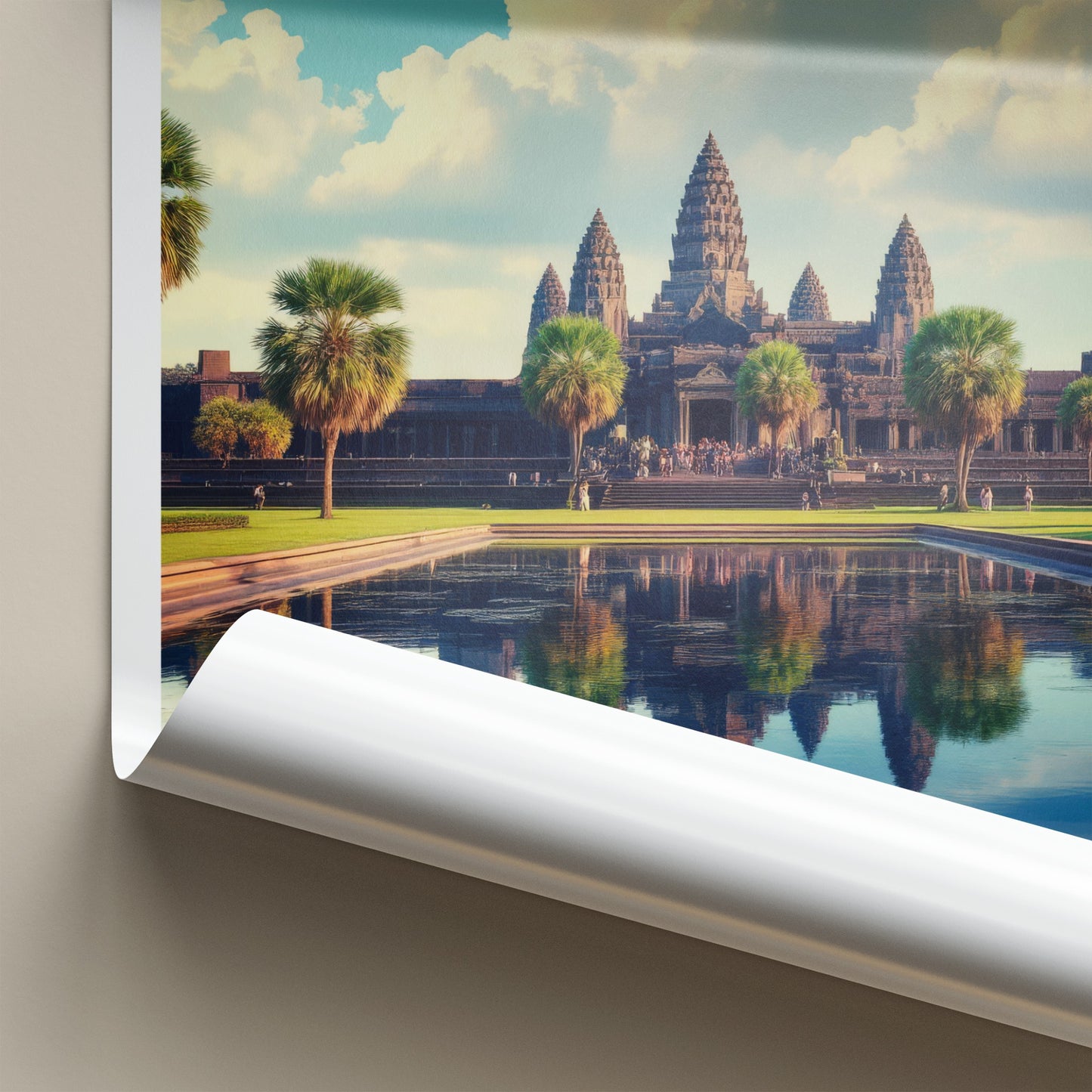 Angkor Wat Poster - Cambodia Travel Art - Ancient Temple Reflection Home Decor