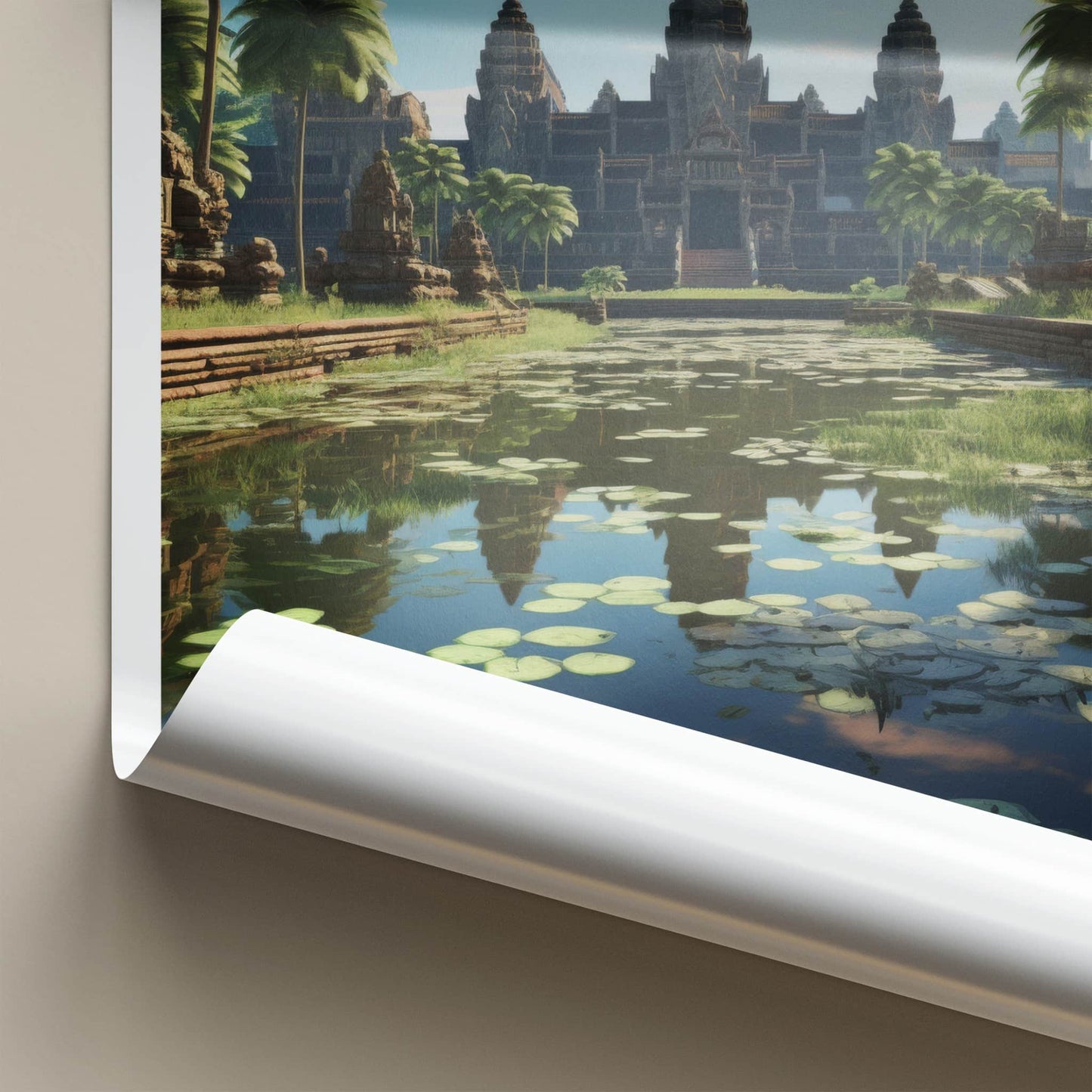 Angkor Wat Poster - Cambodia Travel Art - Ancient Temple Reflection Home Decor