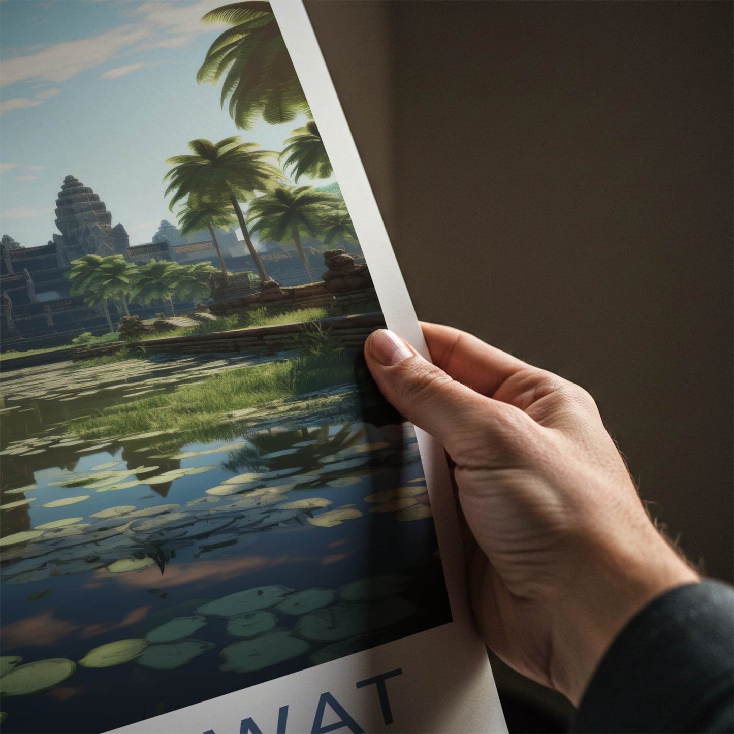 Angkor Wat Poster - Cambodia Travel Art - Ancient Temple Reflection Home Decor