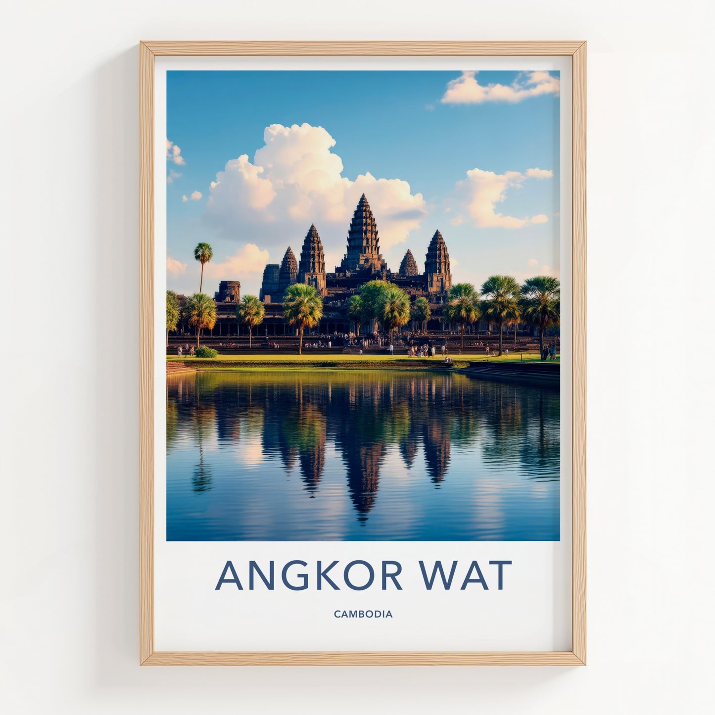 Angkor Wat Poster - Cambodia Travel Art - Temple Water Reflection Home Decor