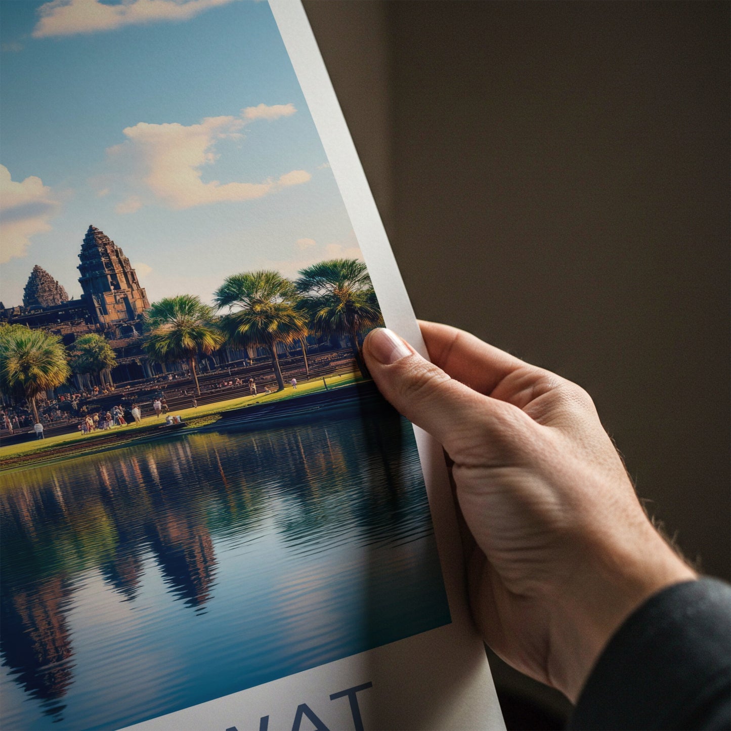 Angkor Wat Poster - Cambodia Travel Art - Temple Water Reflection Home Decor
