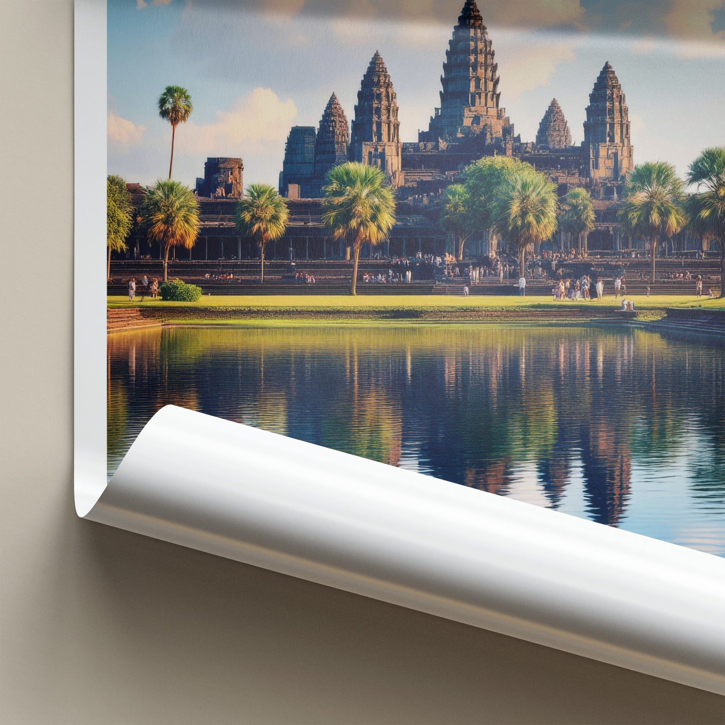 Angkor Wat Poster - Cambodia Travel Art - Temple Water Reflection Home Decor