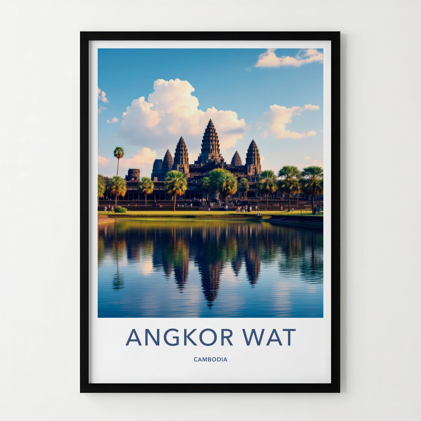 Angkor Wat Poster - Cambodia Travel Art - Temple Water Reflection Home Decor
