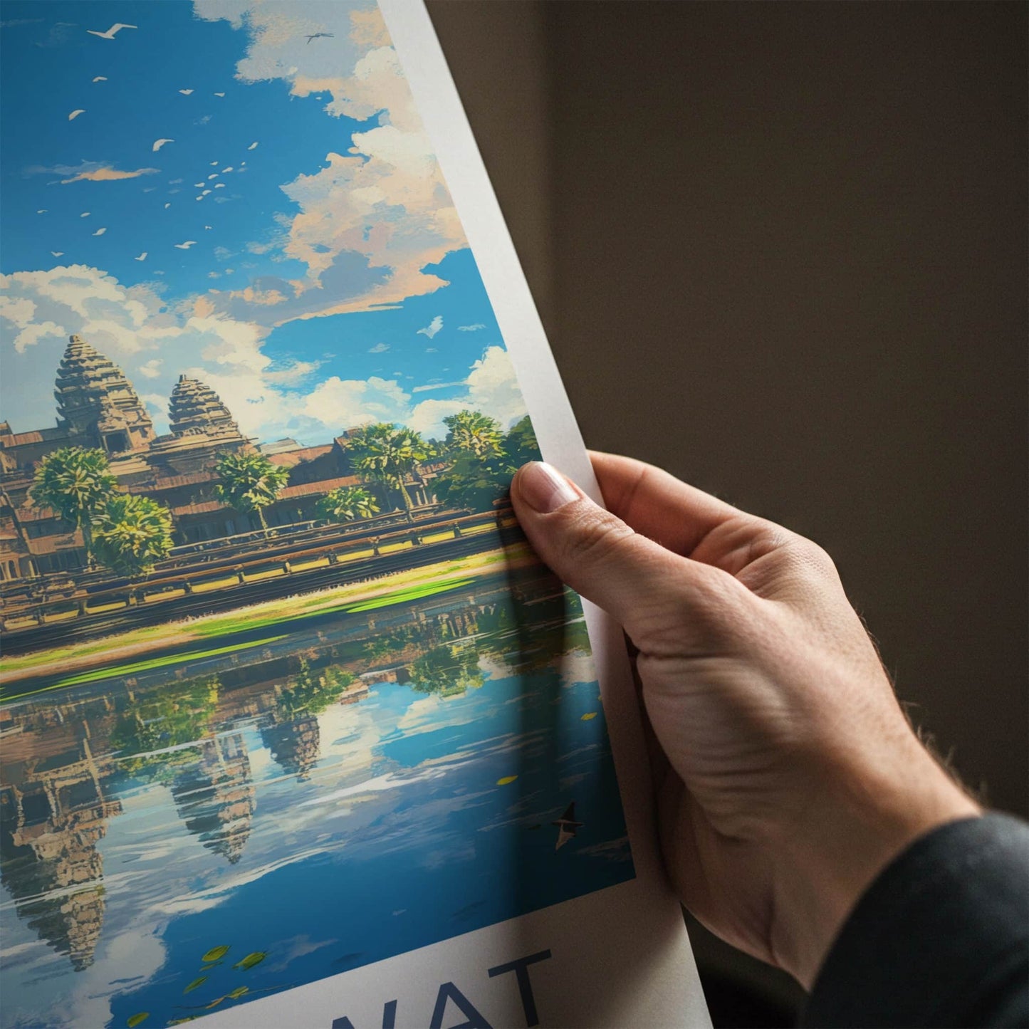 Angkor Wat Poster - Cambodia Wall Art - Temple Water Reflection Home Decor