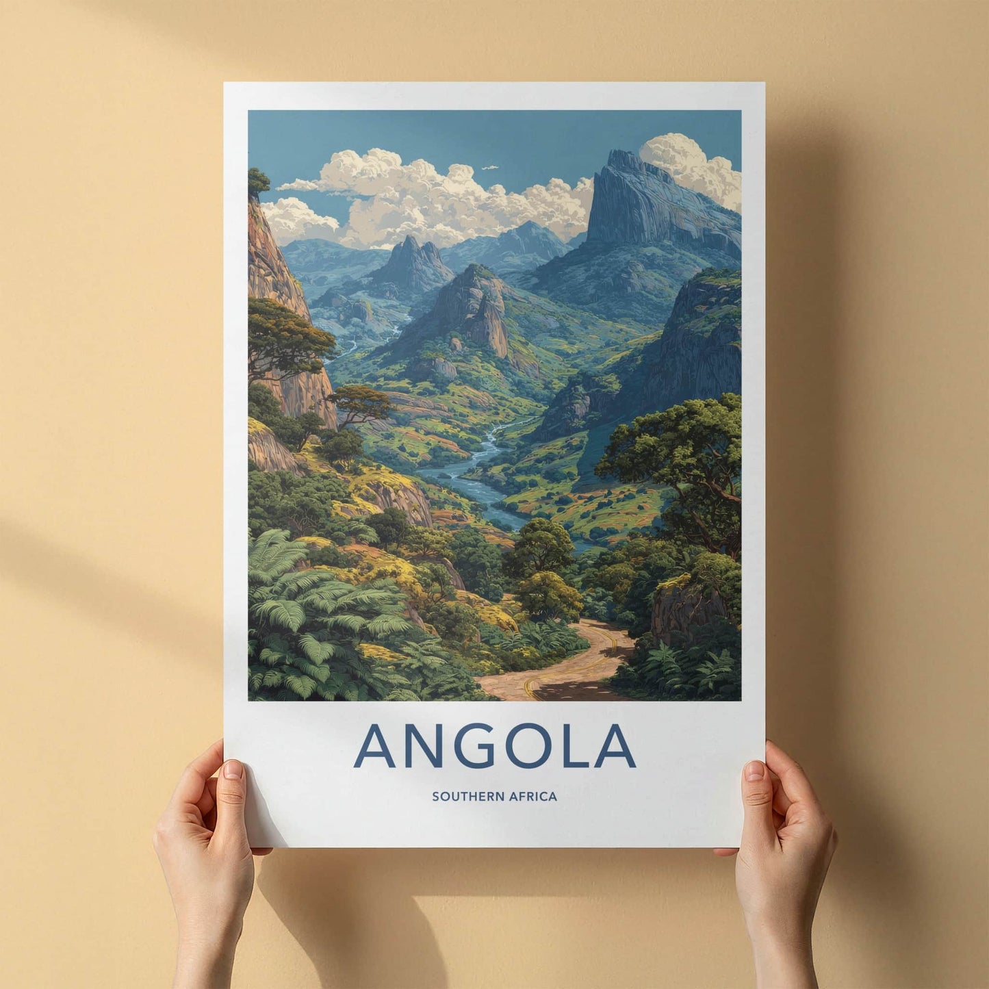 Angola Poster - Africa Framed Print - Winding River Landscape Lounge Decor
