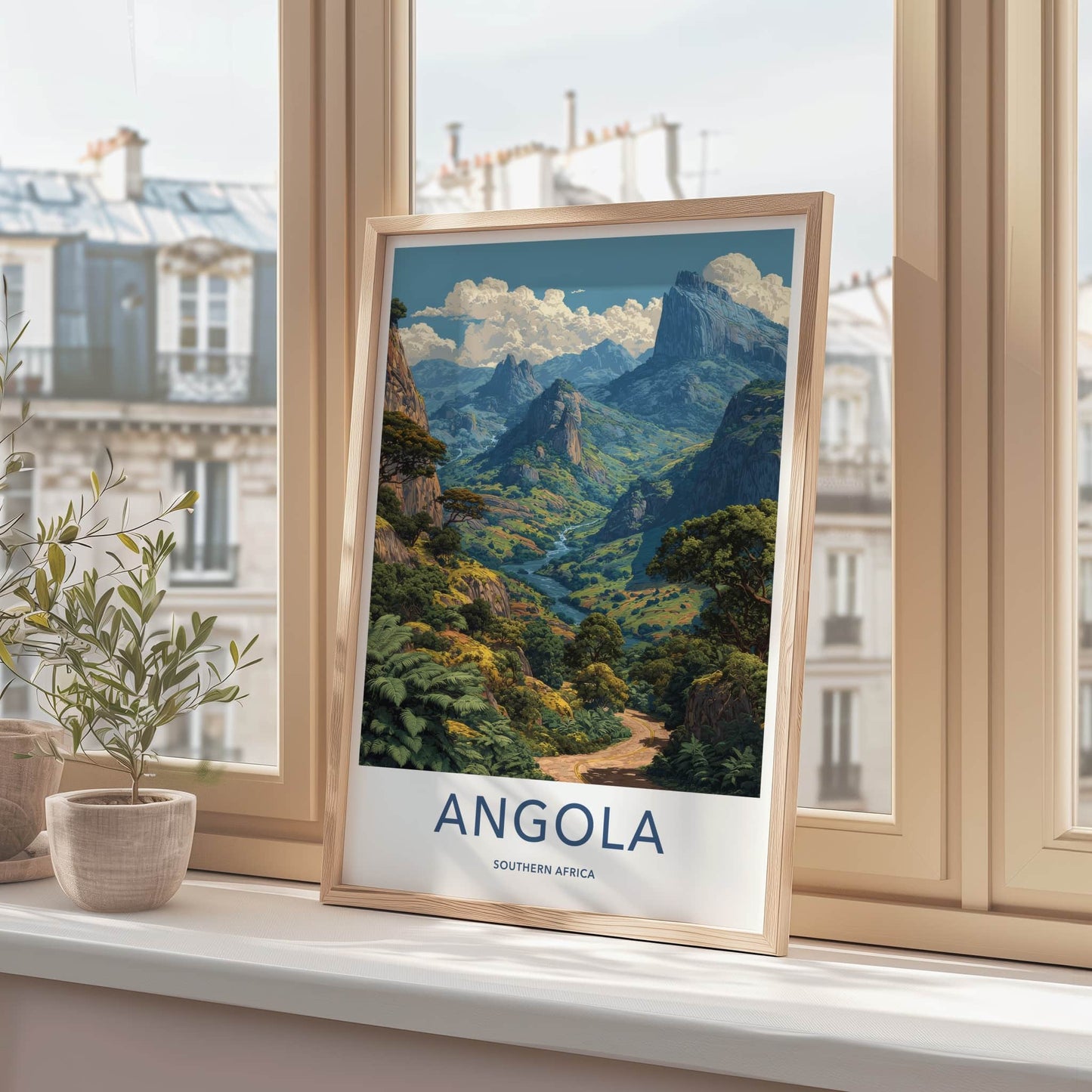 Angola Poster - Africa Framed Print - Winding River Landscape Lounge Decor