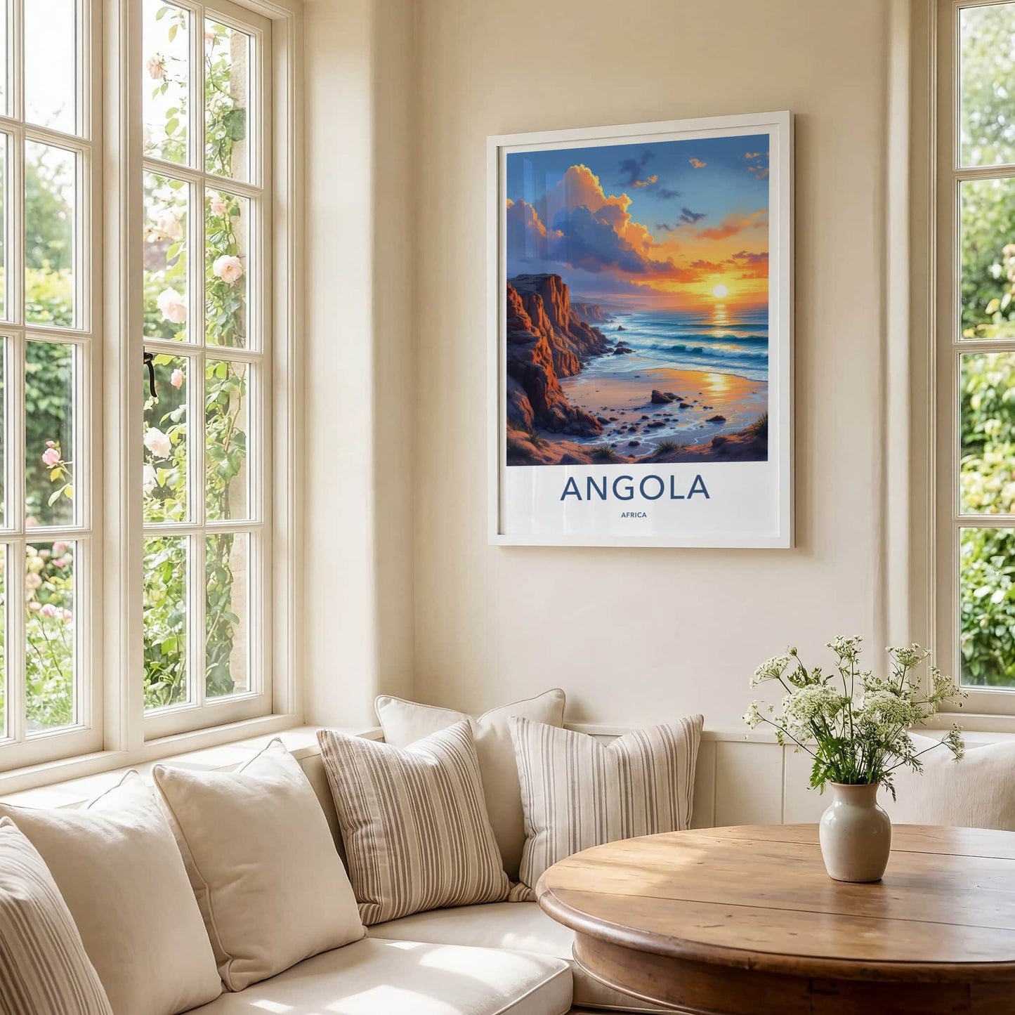 Angola Poster - Africa Travel Art - Golden Ocean Cliffs Wall Decor