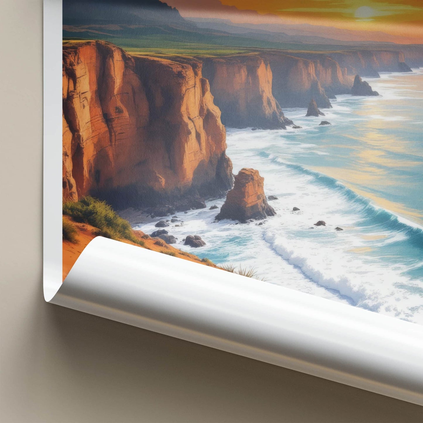 Angola Poster - Africa Travel Art - Orange Cliffside Waves Wall Decor