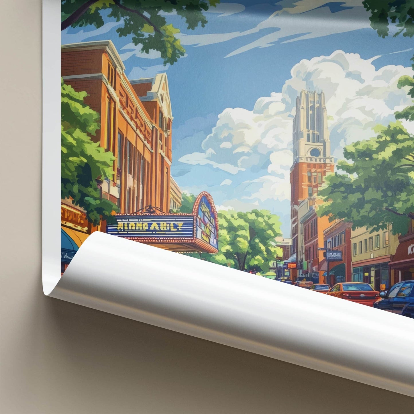 Ann Arbor Poster - Michigan Travel Art - Urban Cityscape Tower Home Decor