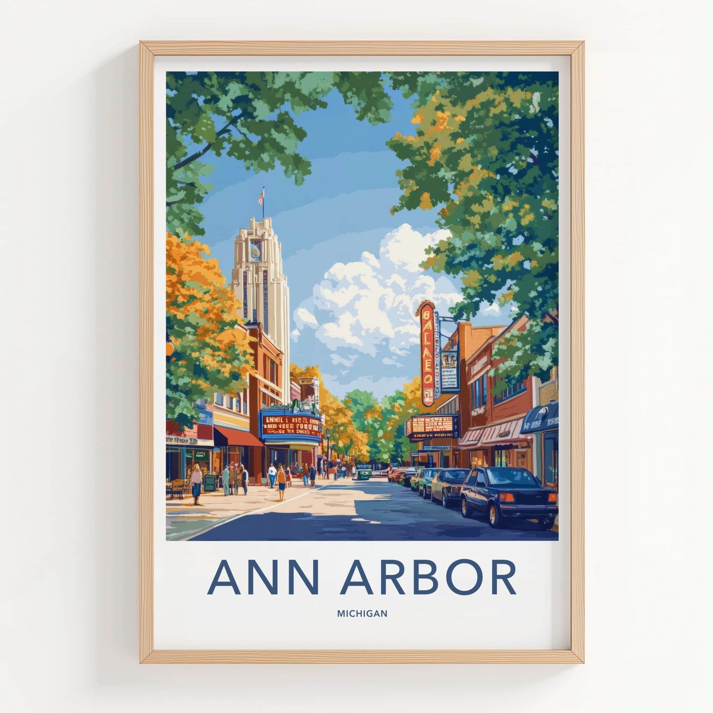 Ann Arbor Poster - Michigan Wall Art - Downtown Theater Street Home Decor