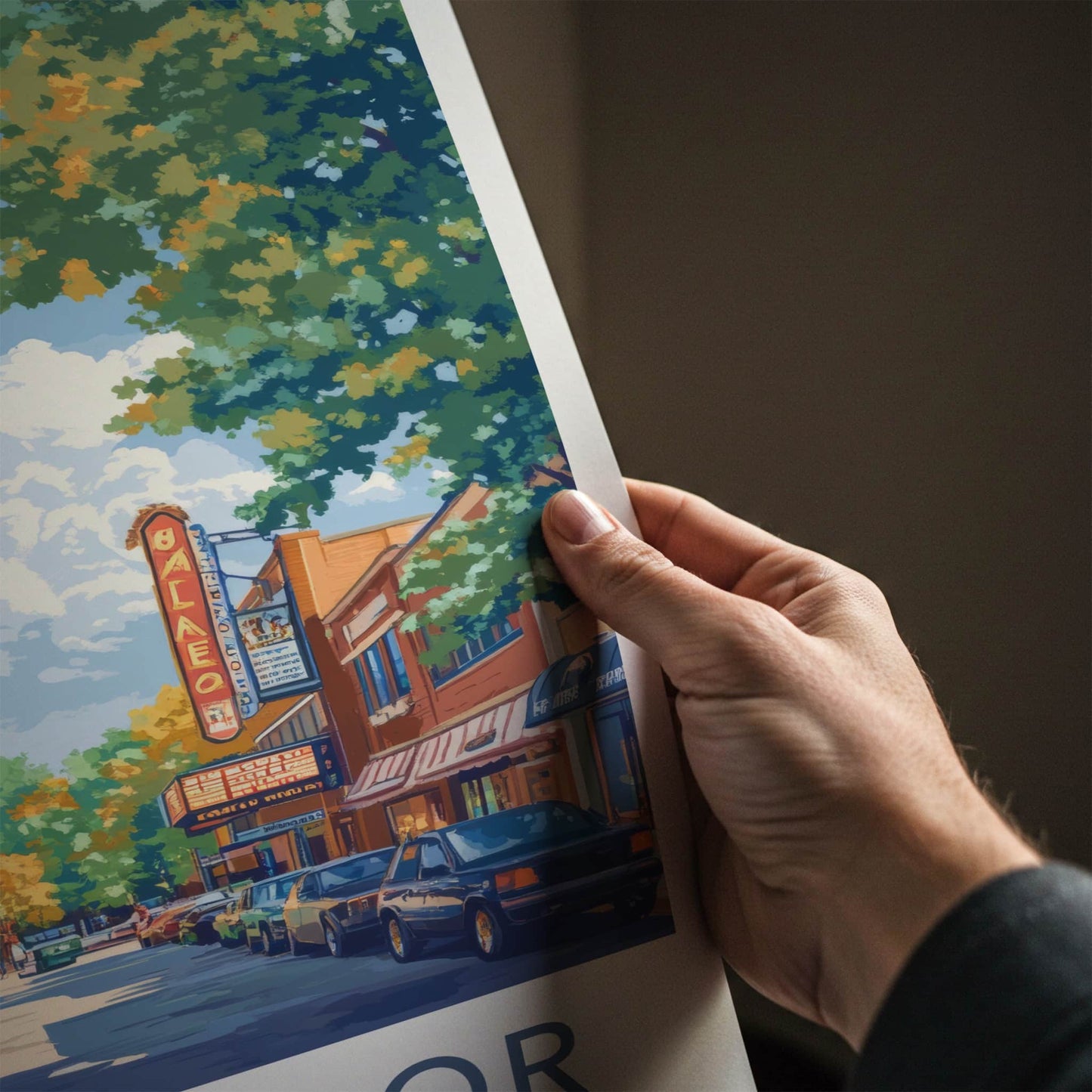Ann Arbor Poster - Michigan Wall Art - Downtown Theater Street Home Decor