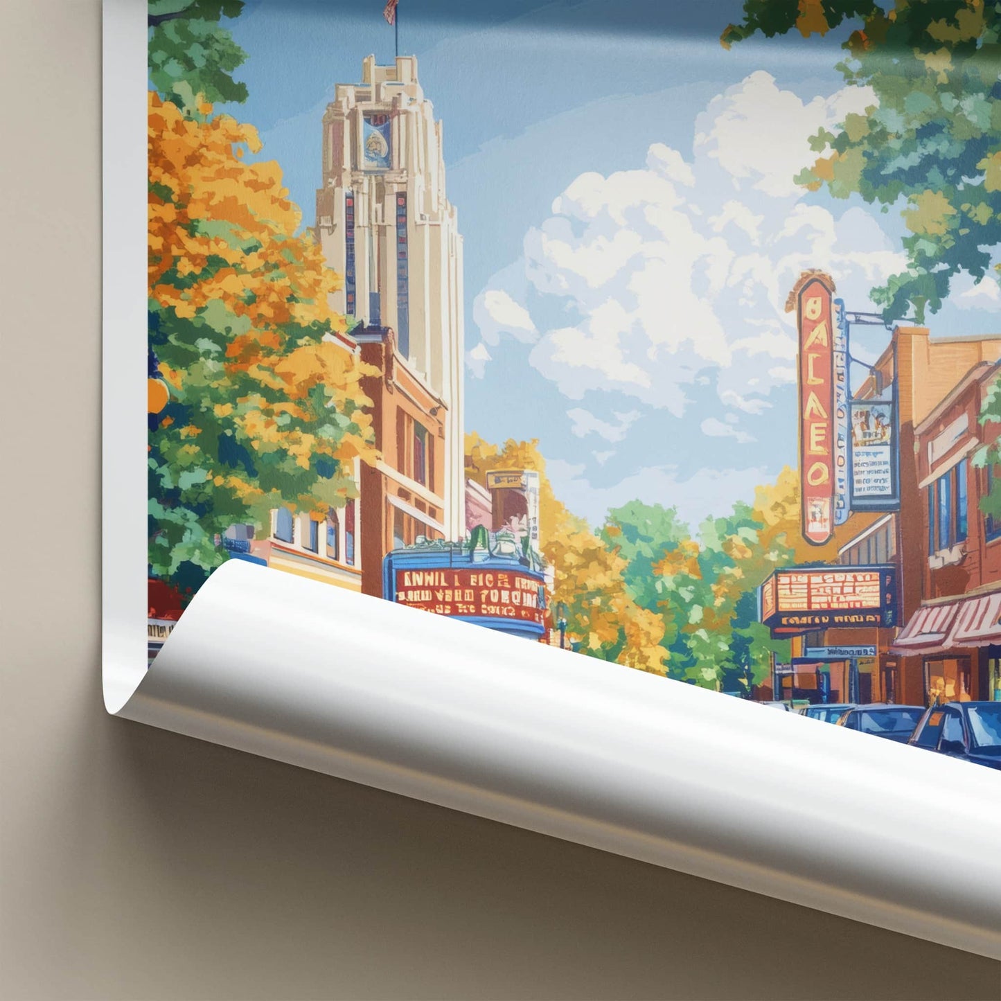 Ann Arbor Poster - Michigan Wall Art - Downtown Theater Street Home Decor