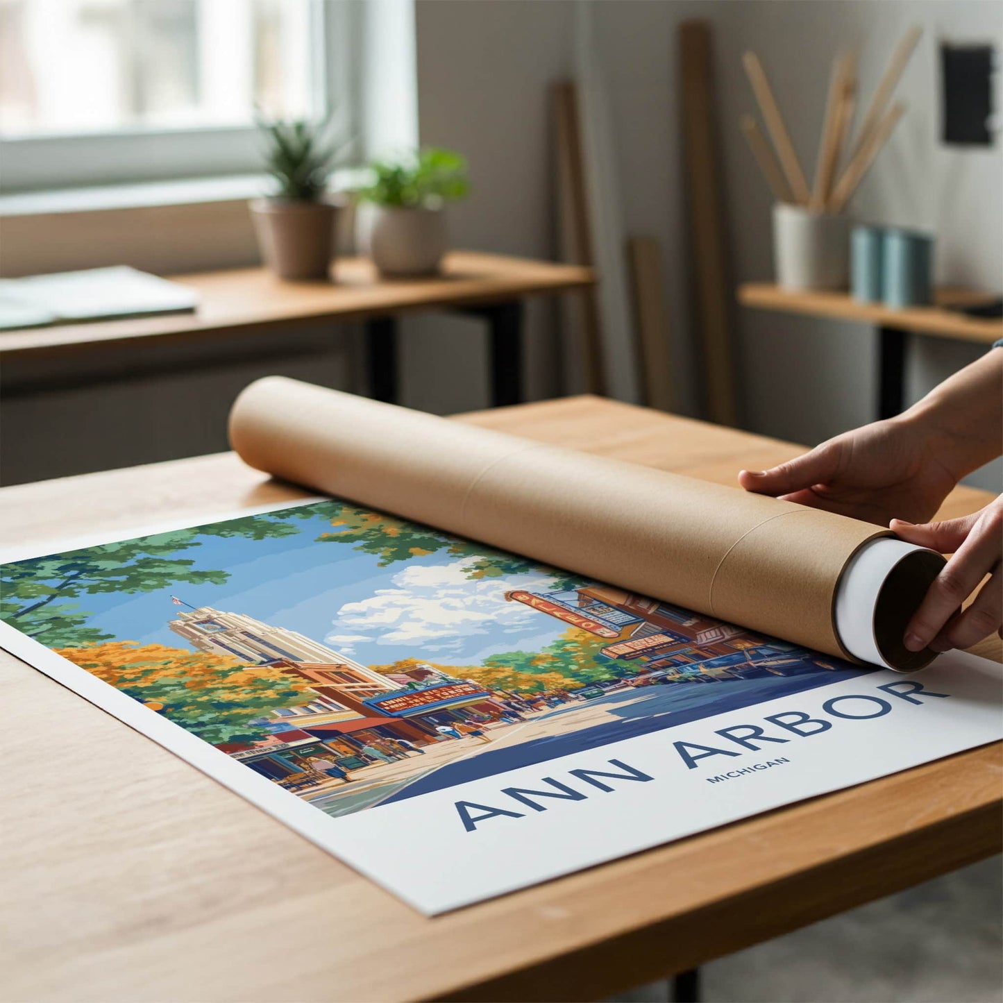 Ann Arbor Poster - Michigan Wall Art - Downtown Theater Street Home Decor