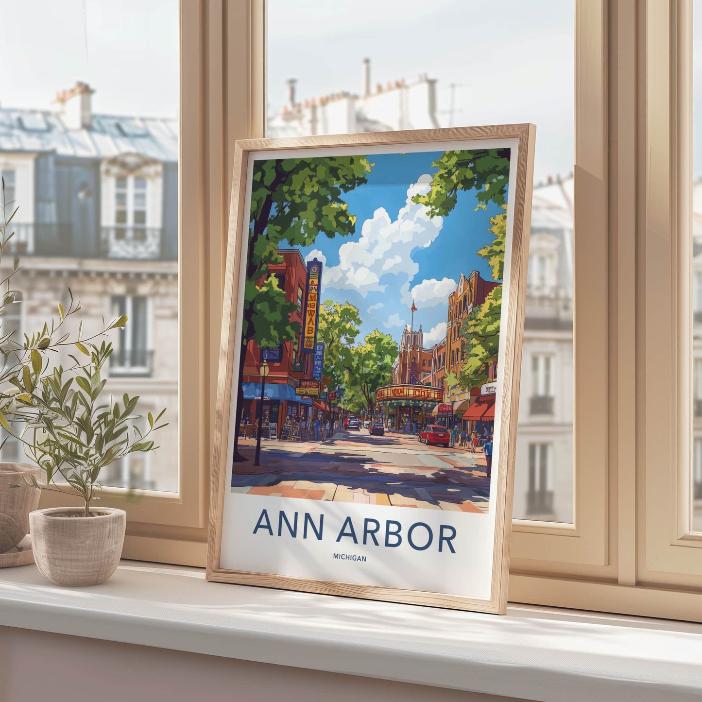 Ann Arbor Poster - Michigan Wall Art - Lively Urban Street Home Decor
