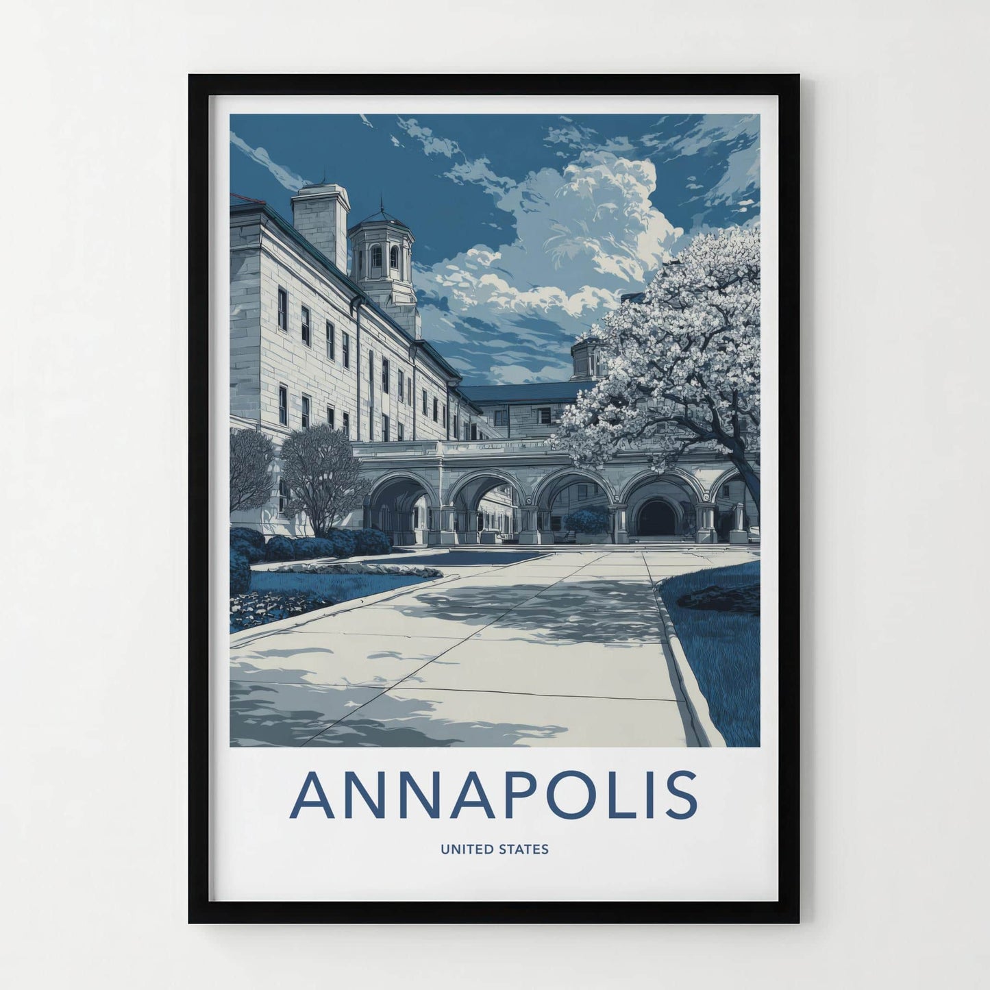 Annapolis Poster - Maryland Art Print - Flowering Tree Arches Wall Decor