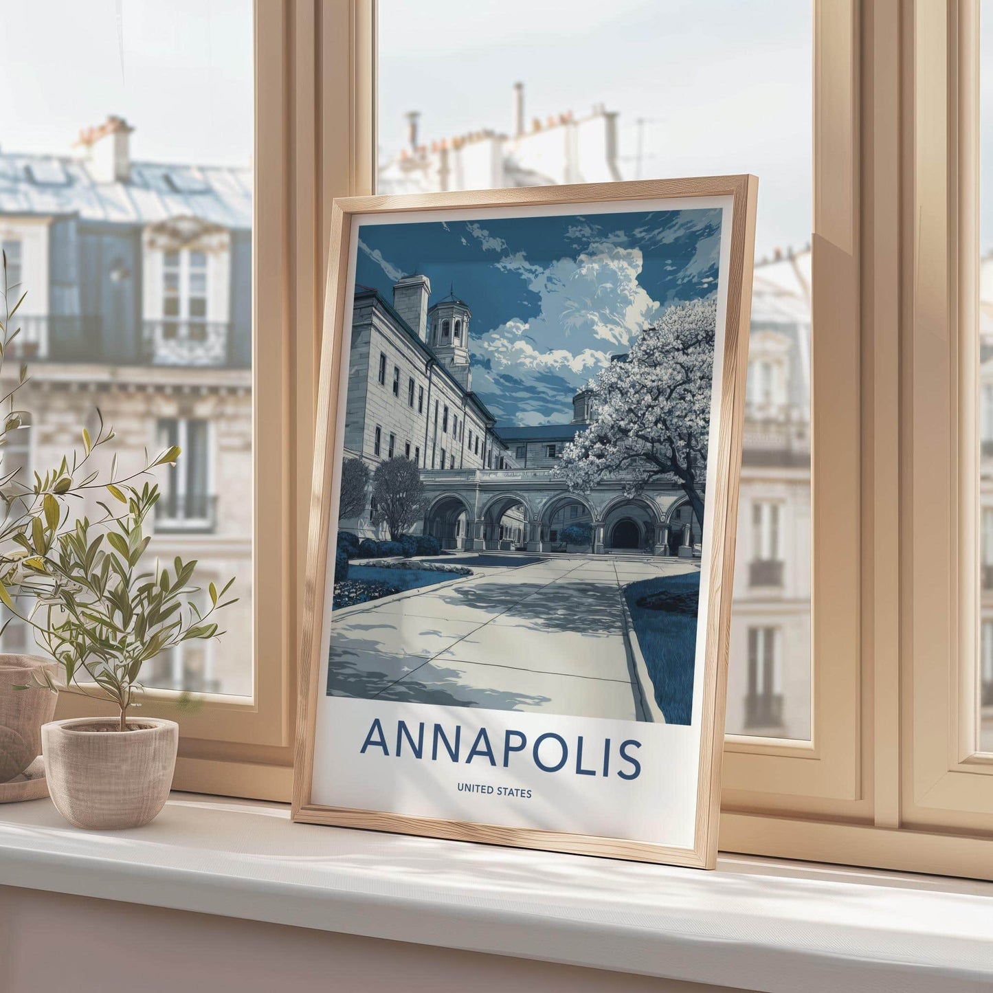 Annapolis Poster - Maryland Art Print - Flowering Tree Arches Wall Decor