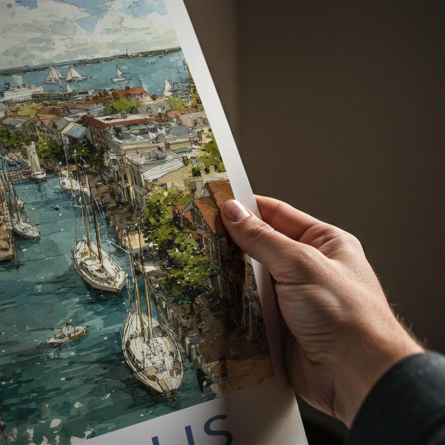 Annapolis Poster - Maryland Travel Illustration - Harbor Cityscape Wall Decor