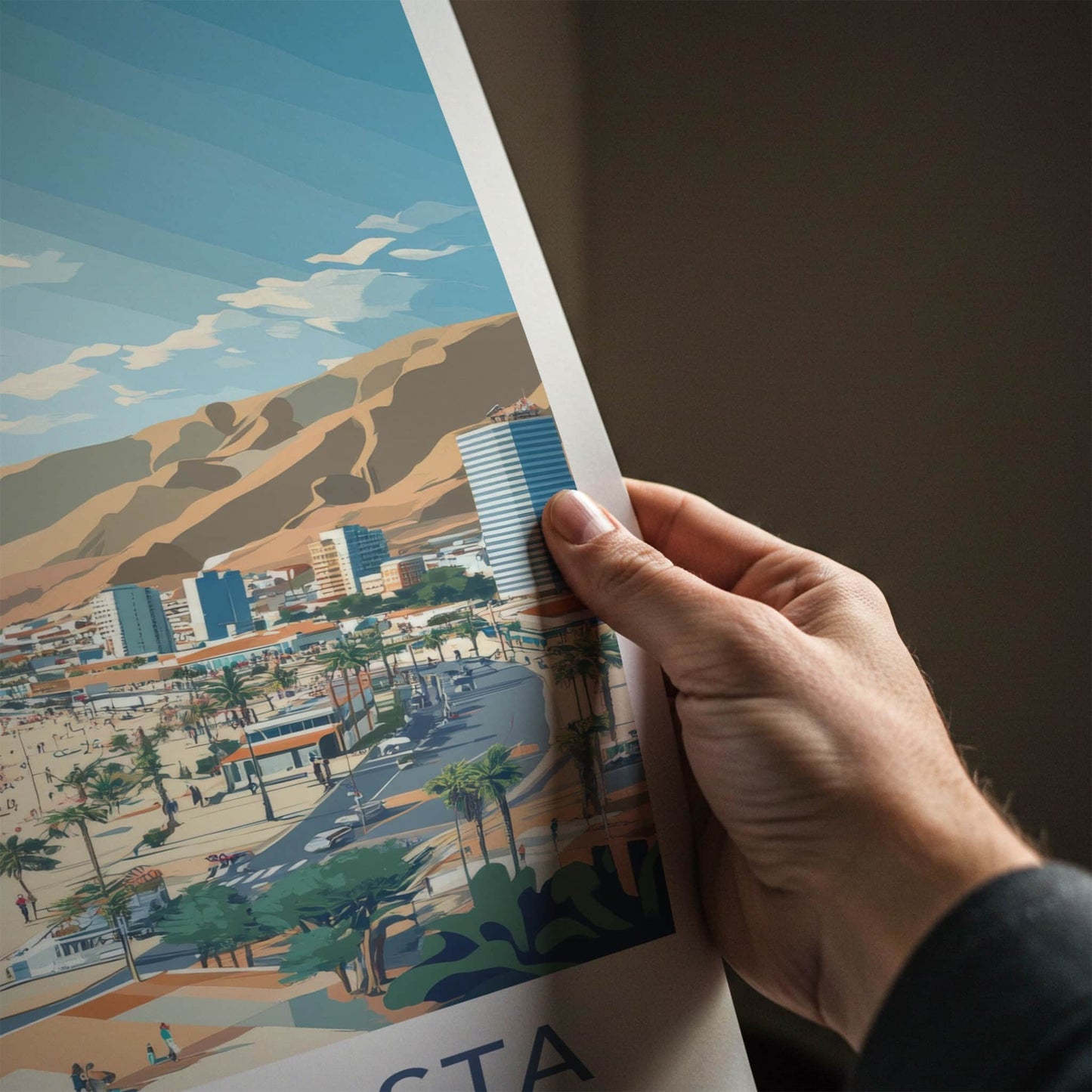 Antofagasta Poster - Chile Travel Art - Beach City Mountains Home Decor