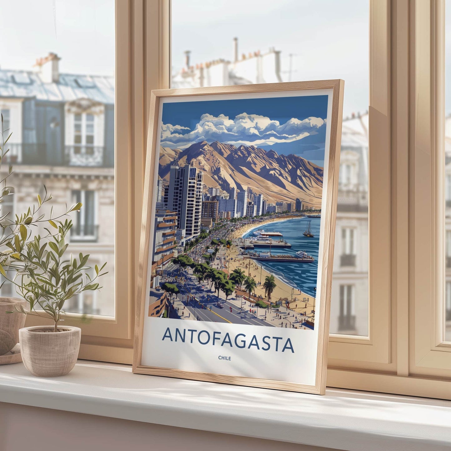 Antofagasta Poster - Chile Travel Art - Coastal City Scene Home Decor