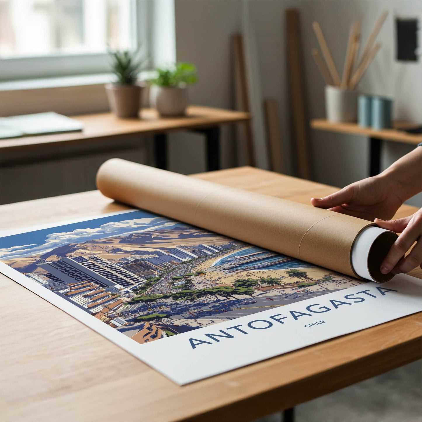 Antofagasta Poster - Chile Travel Art - Coastal City Scene Home Decor