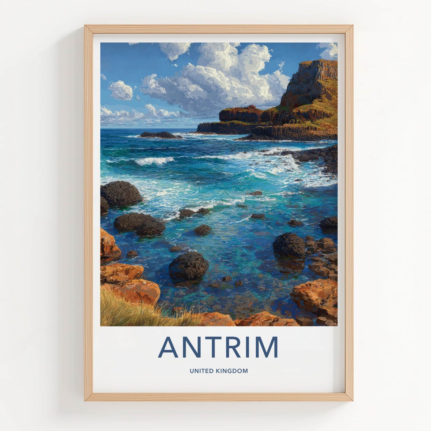 Antrim Poster - United Kingdom Travel Art - Columnar Basalt Coast Home Decor