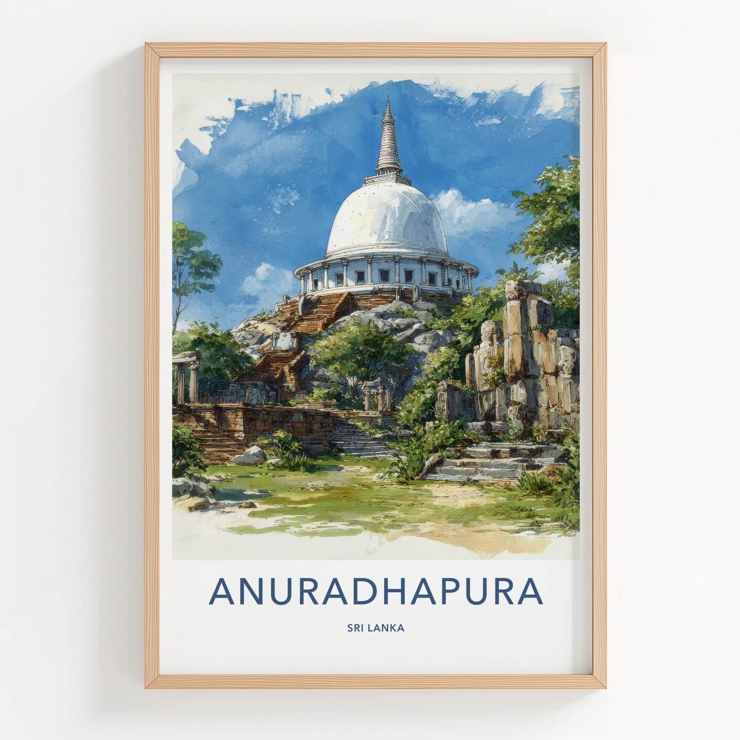 Anuradhapura Poster - Sri Lanka Art Print - Sacred Dome Ruins Wall Decor