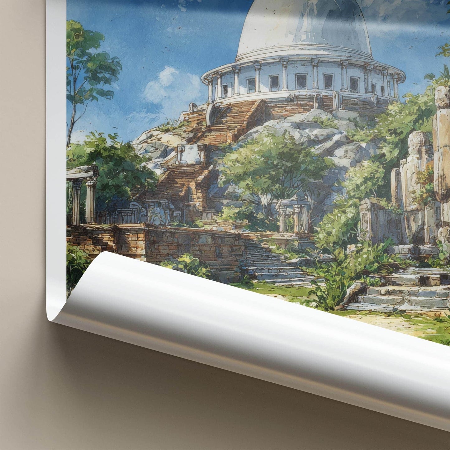 Anuradhapura Poster - Sri Lanka Art Print - Sacred Dome Ruins Wall Decor