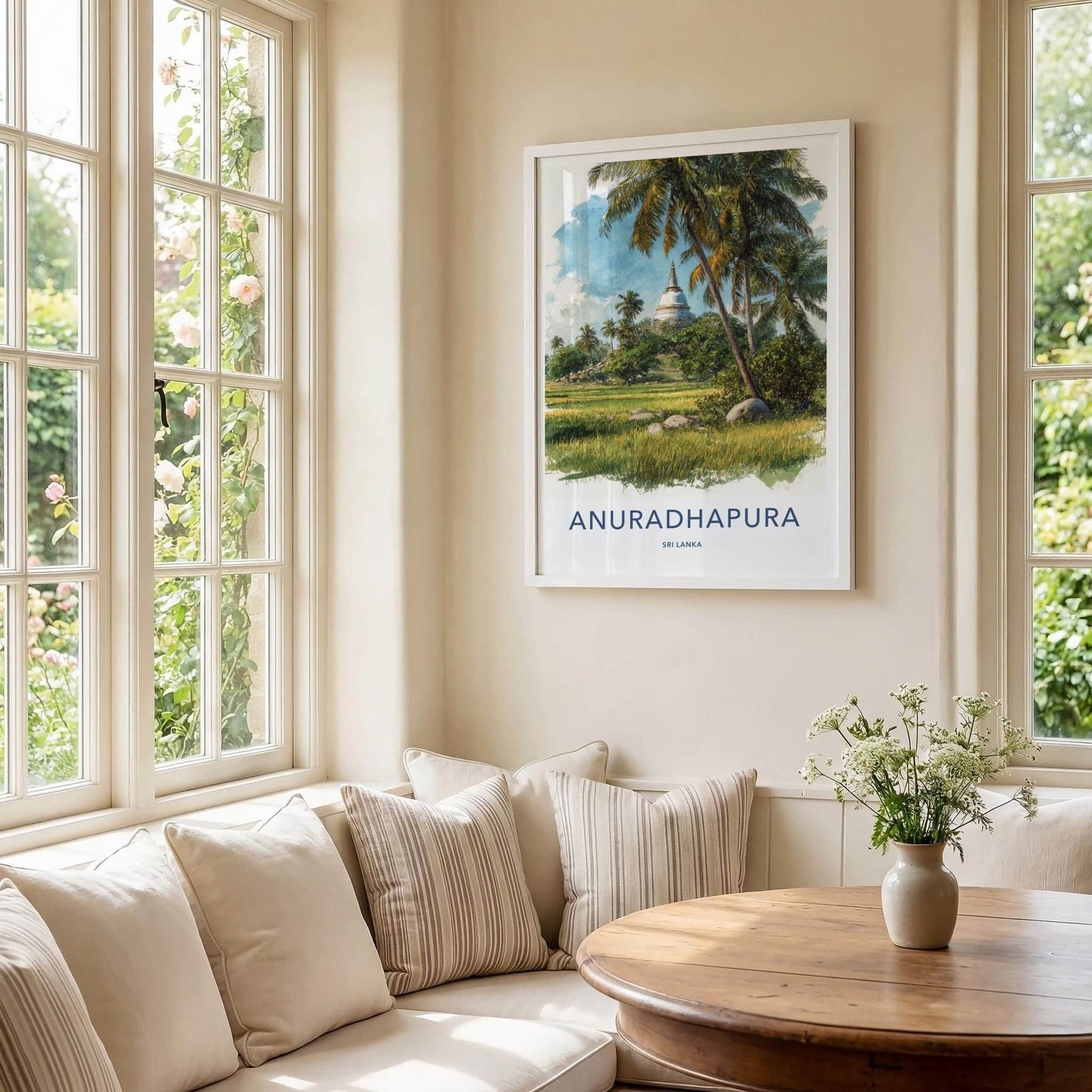 Anuradhapura Poster - Sri Lanka Travel Art - Ancient Stupa Palms Travel Decor