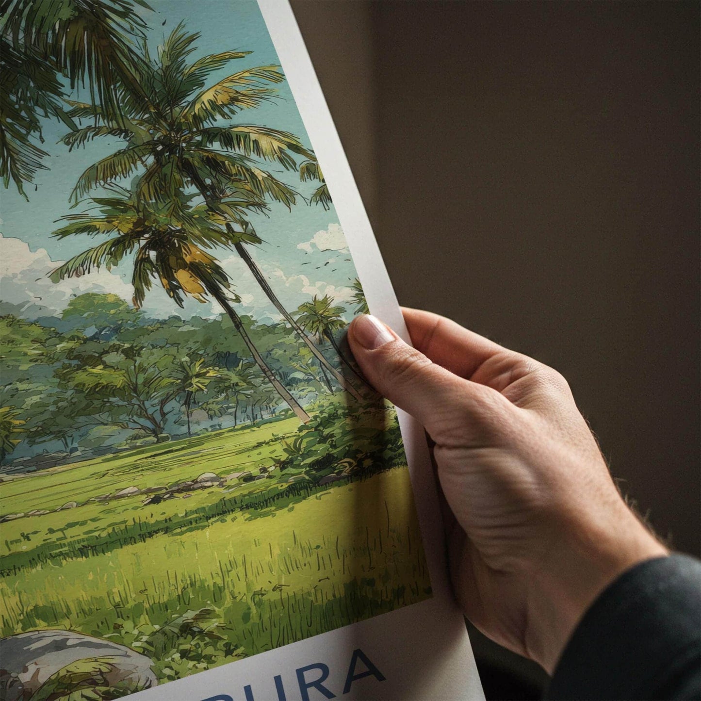 Anuradhapura Poster - Sri Lanka Travel Illustration - Ancient stupa palms Home Decor