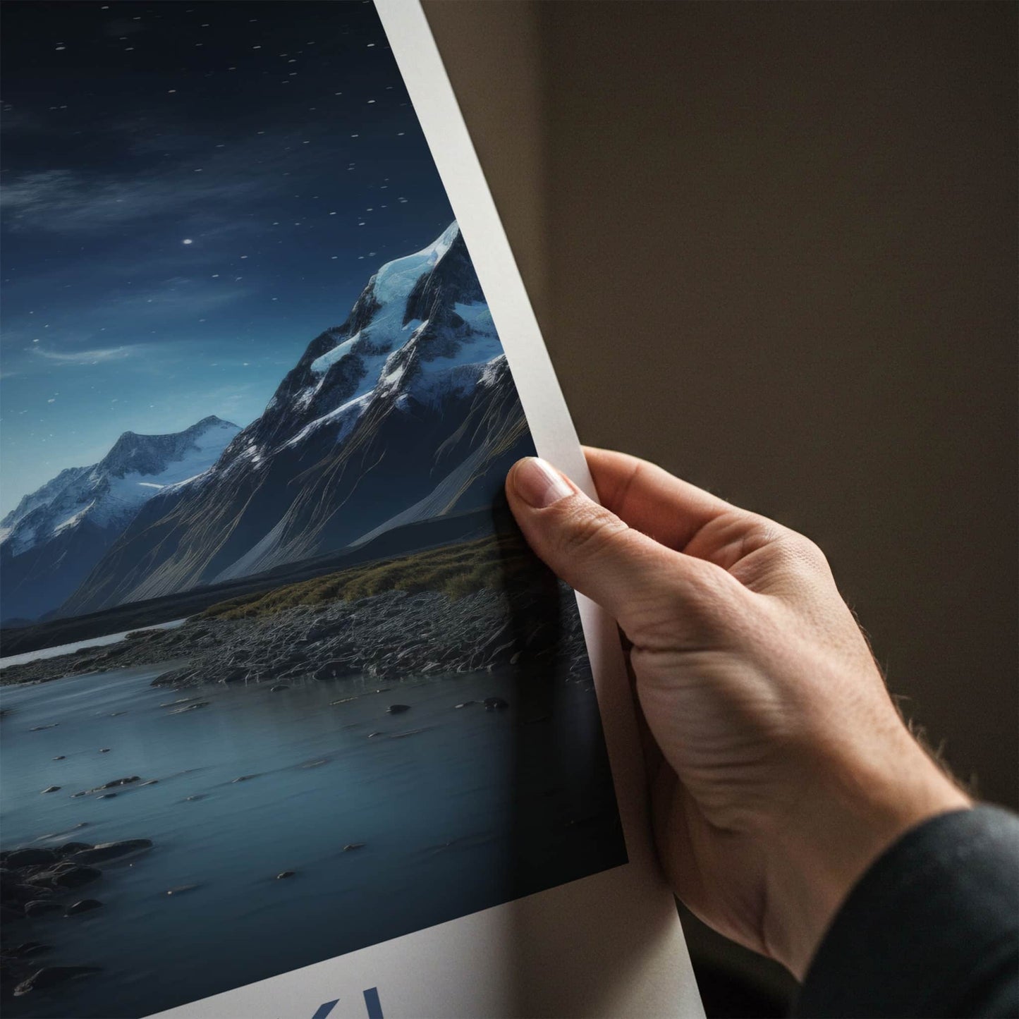Aoraki Poster - New Zealand Travel Art - Starry Mountain River Home Decor