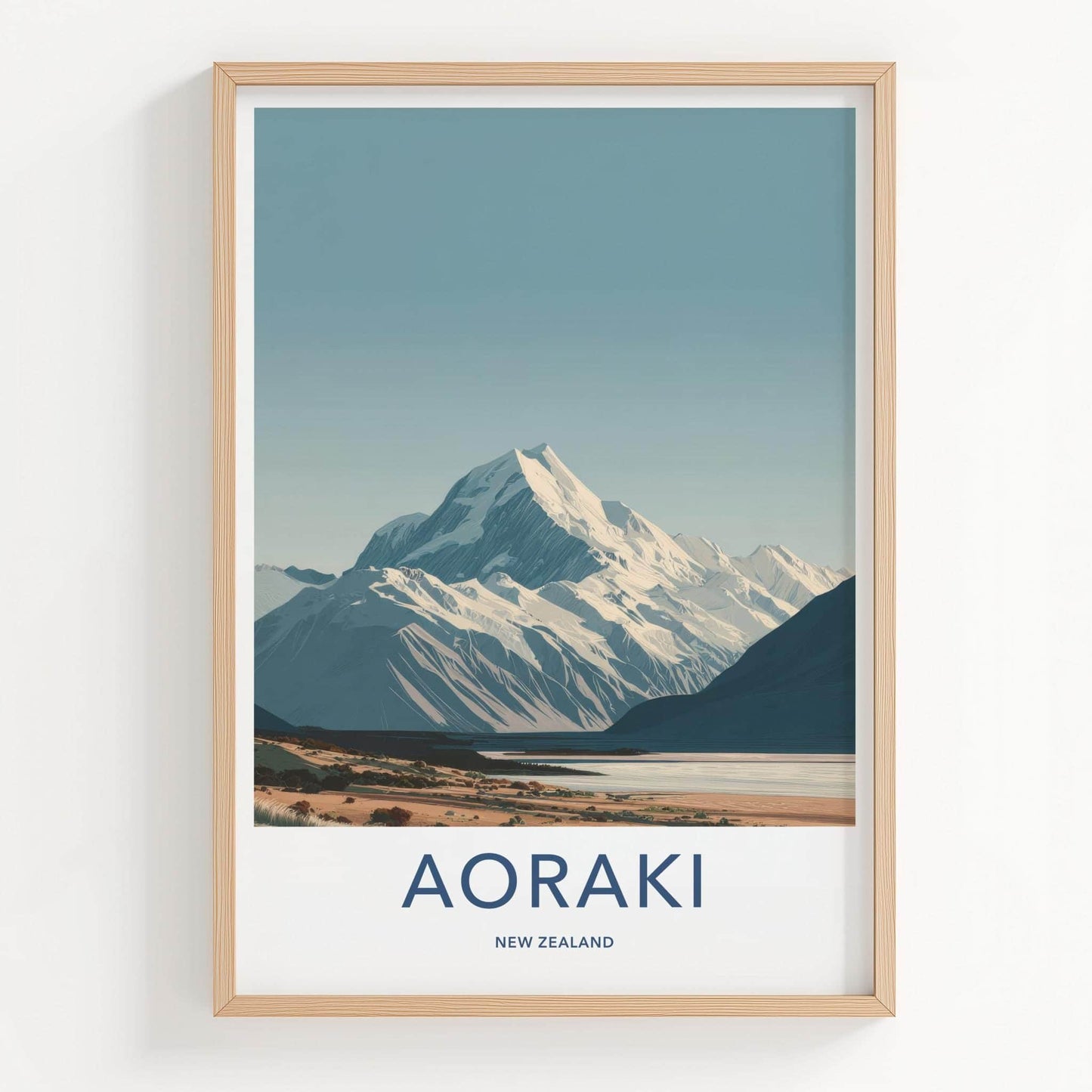 Aoraki Poster - New Zealand Wall Art - Alpine Lake Peak Home Decor