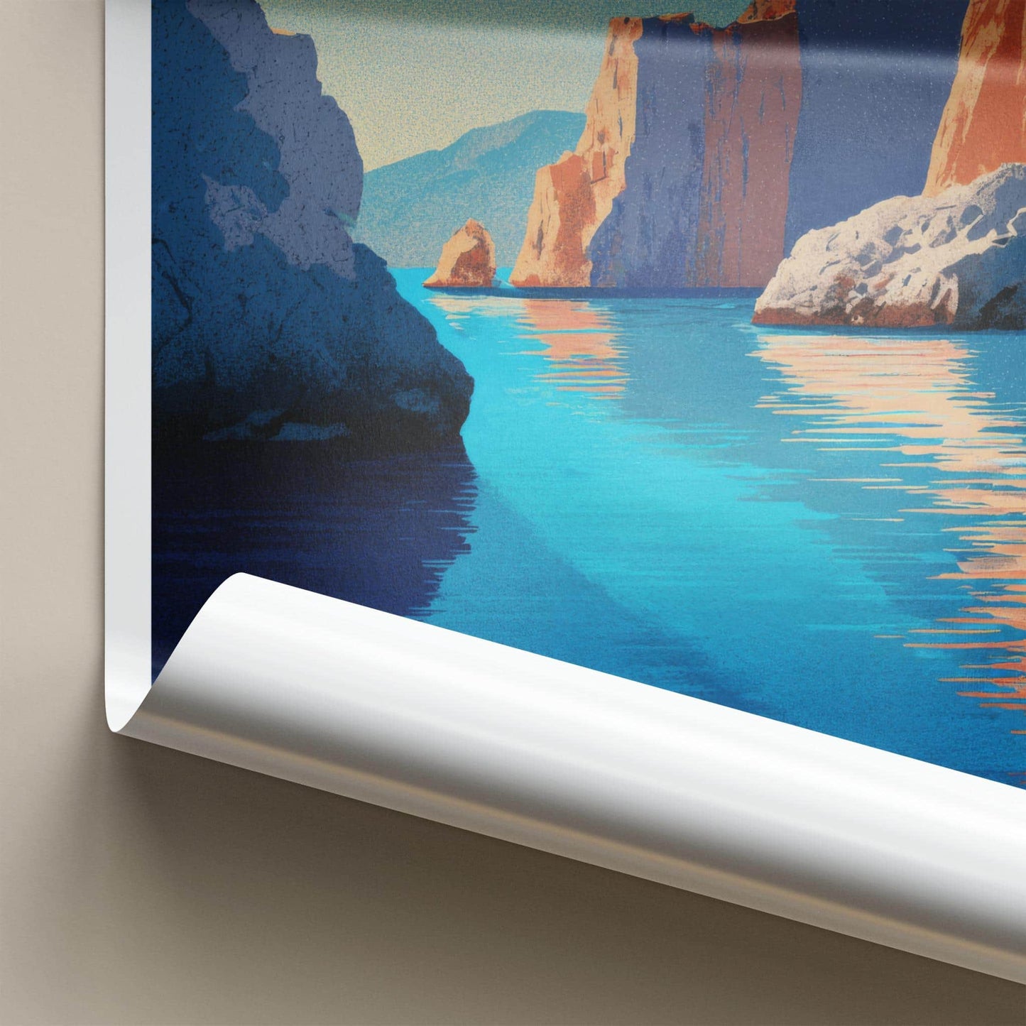 Apella Beach Poster - Greece Travel Art - Turquoise Water Cliffs Wall Decor