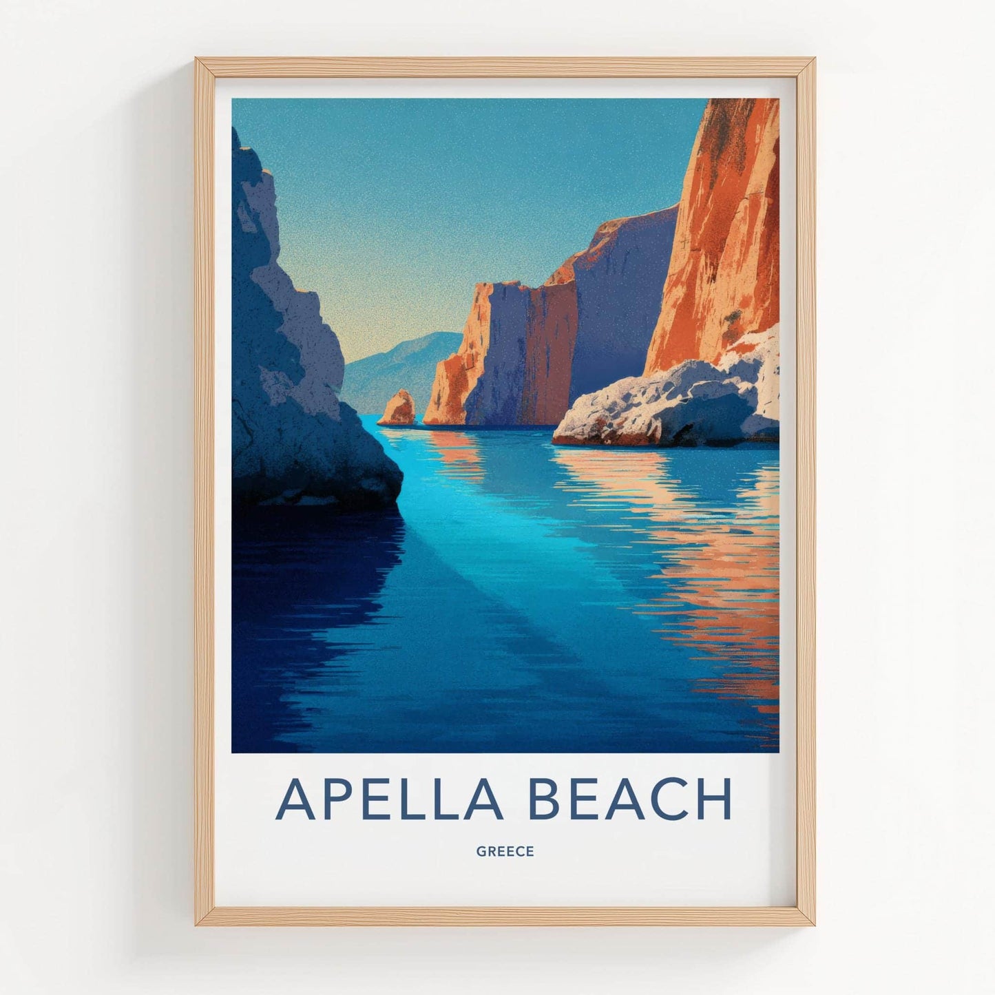 Apella Beach Poster - Greece Travel Art - Turquoise Water Cliffs Wall Decor