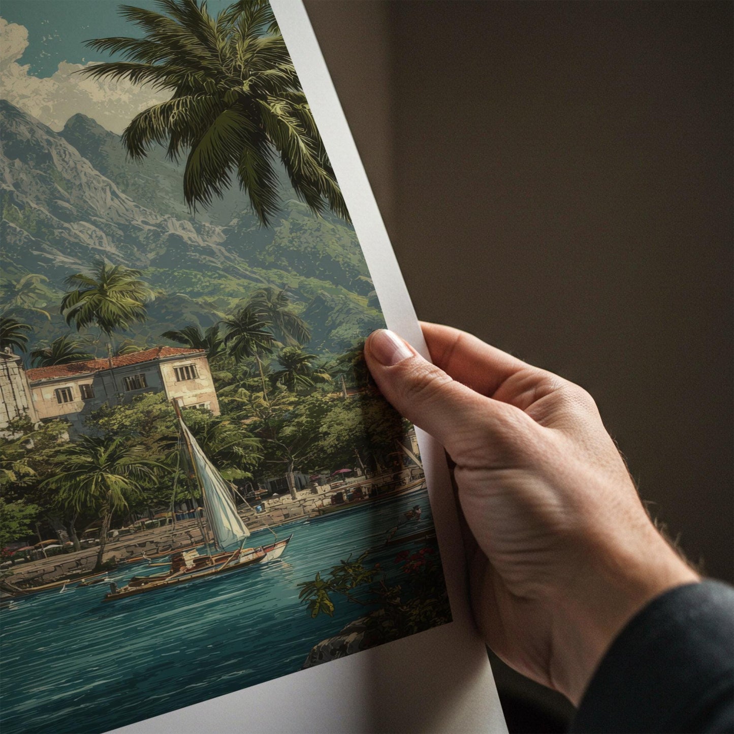 Apia Poster - Samoa Travel Art - Tropical Harbor Church Wall Decor