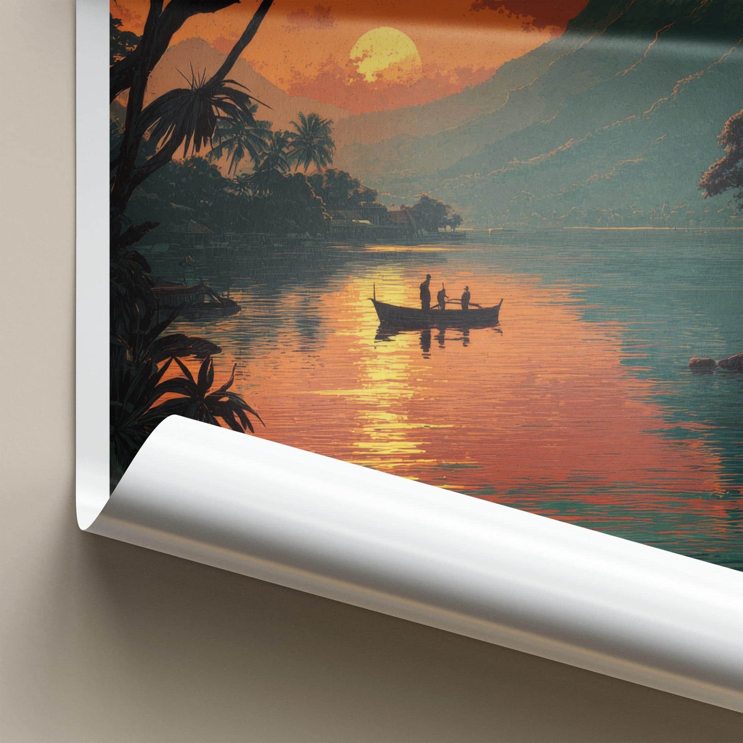 Apia Poster - Samoa Travel Art - Tropical Sunset Boat Home Decor