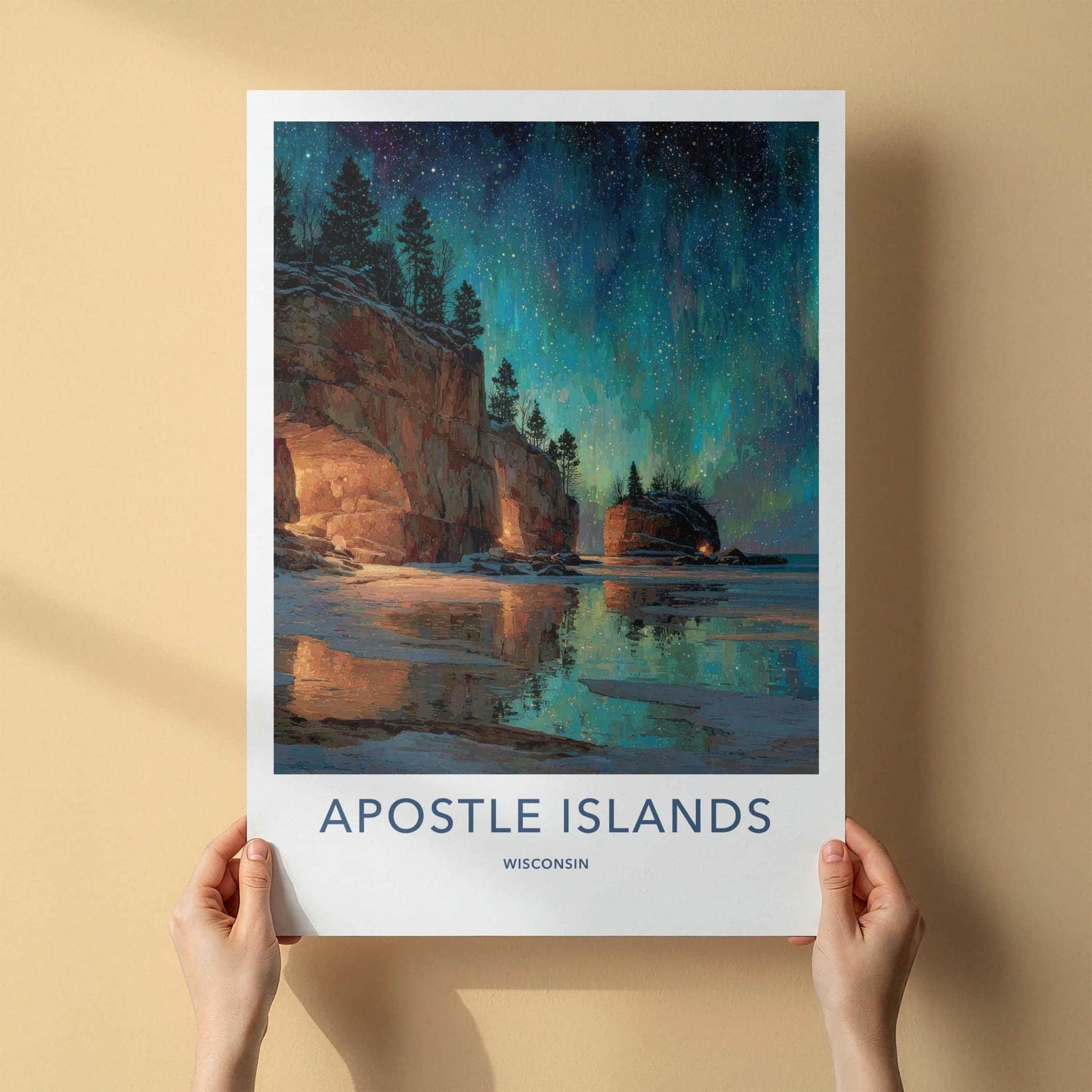 Apostle Islands Poster - Wisconsin Scenic Art - Starry Cave Reflect Wall Decor