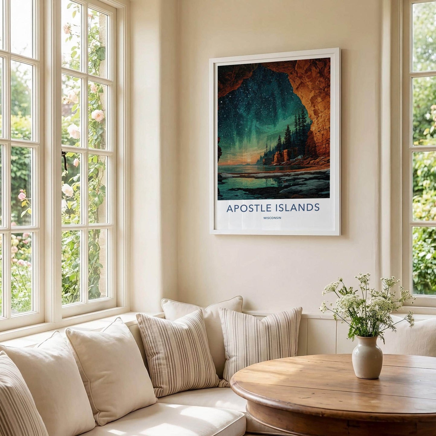 Apostle Islands Poster - Wisconsin Travel Art - Starry Lake Cave Home Decor