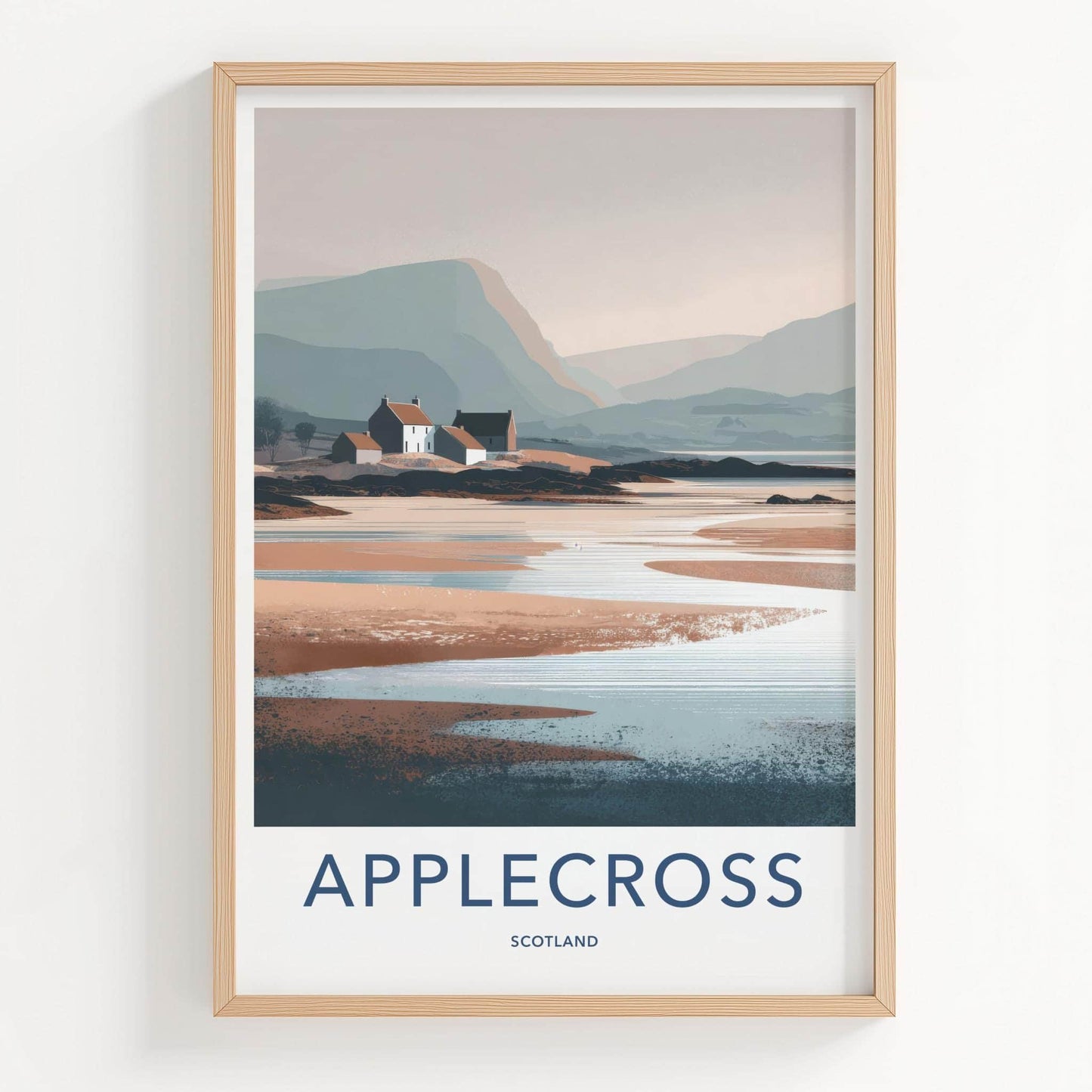 Applecross Poster - Scotland Travel Art - Coastal Houses Landscape Home Decor