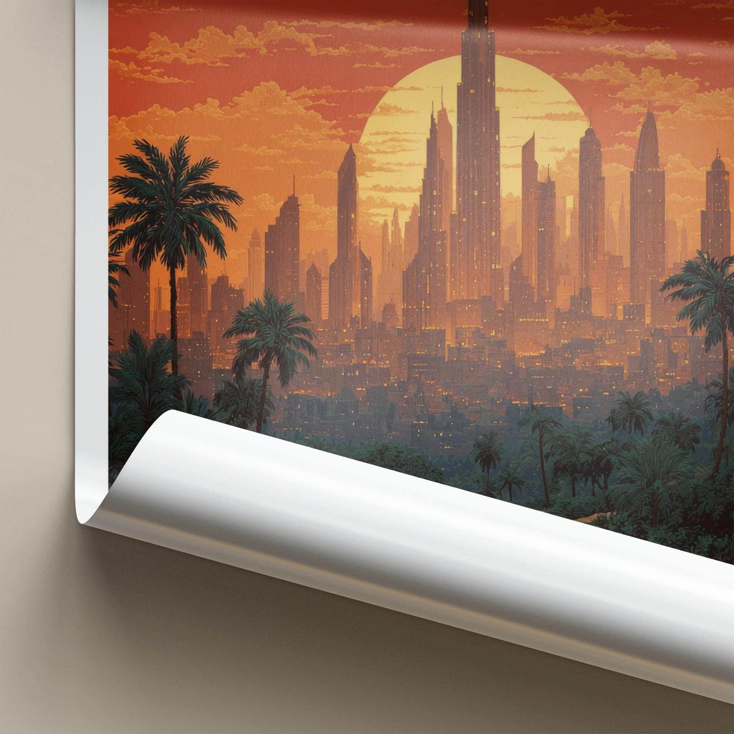 Ar-Riyad Poster - Saudi Arabia Travel Art - City Sunset Palms Wall Decor