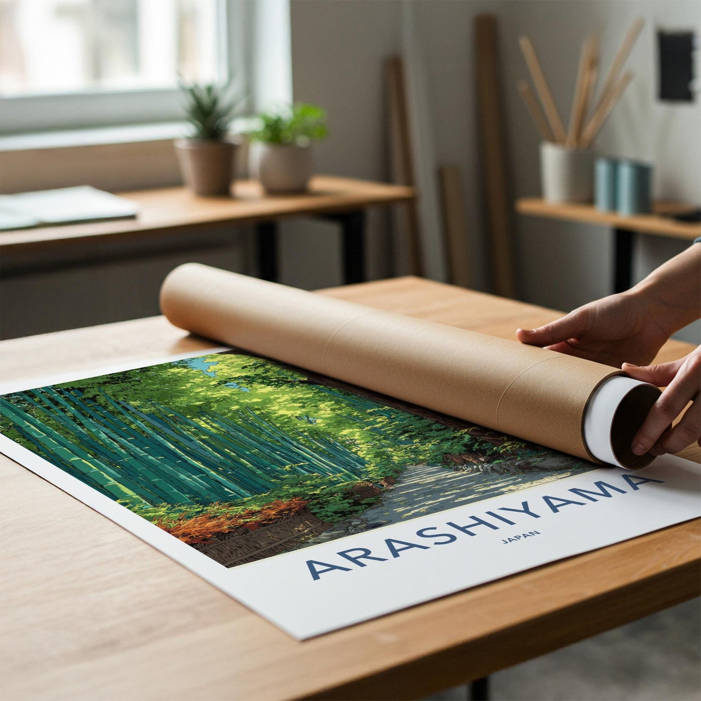 Arashiyama Poster - Japan Travel Art - Bamboo Forest Path Wall Decor