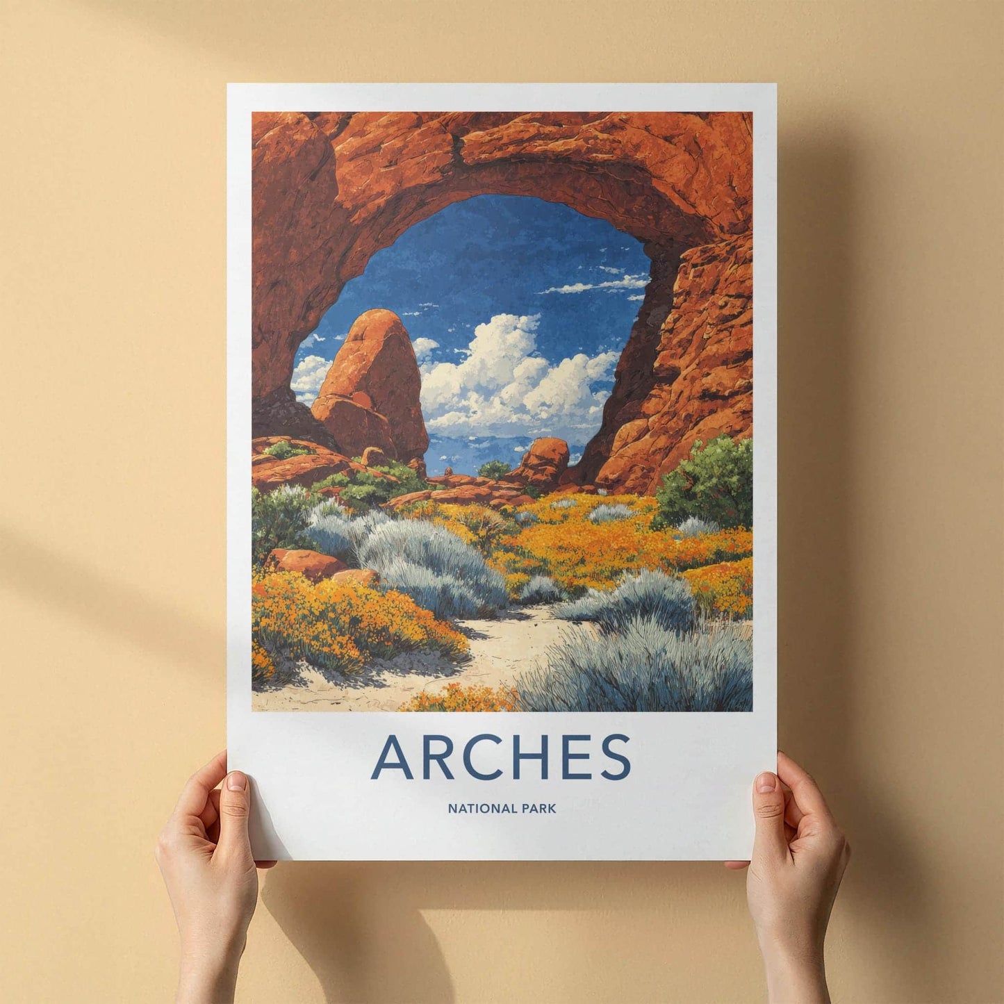 Arches National Park Poster - Utah Travel Art - Red Rock Arch Home Decor