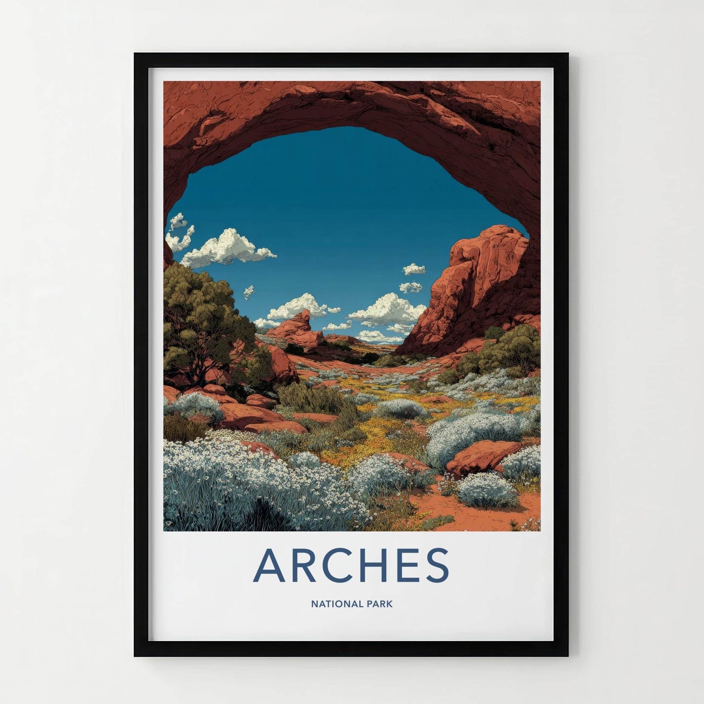 Arches National Park Poster - Utah Travel Art - Red Rock Landscape Wall Decor