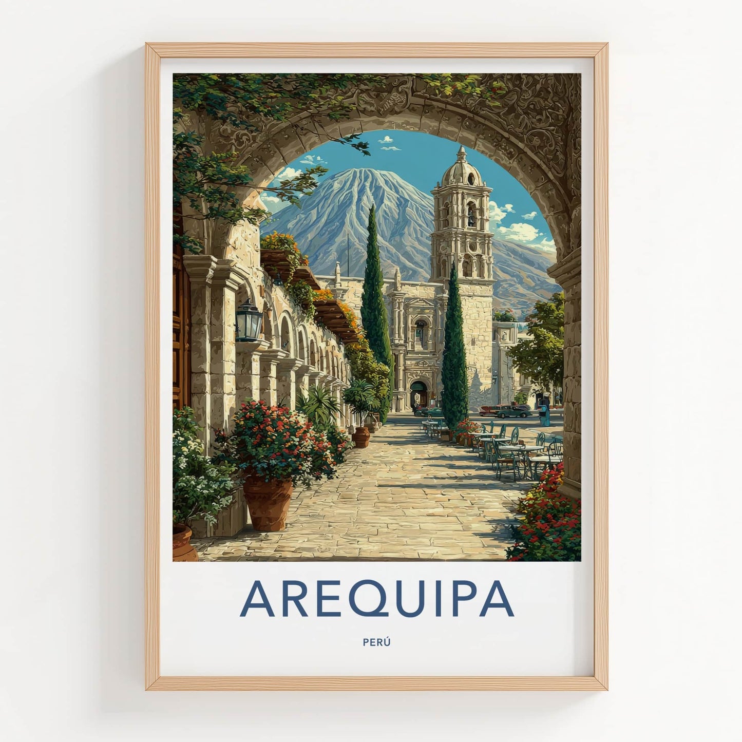 Arequipa Poster - Peru Arched View Bell Tower Home Decor