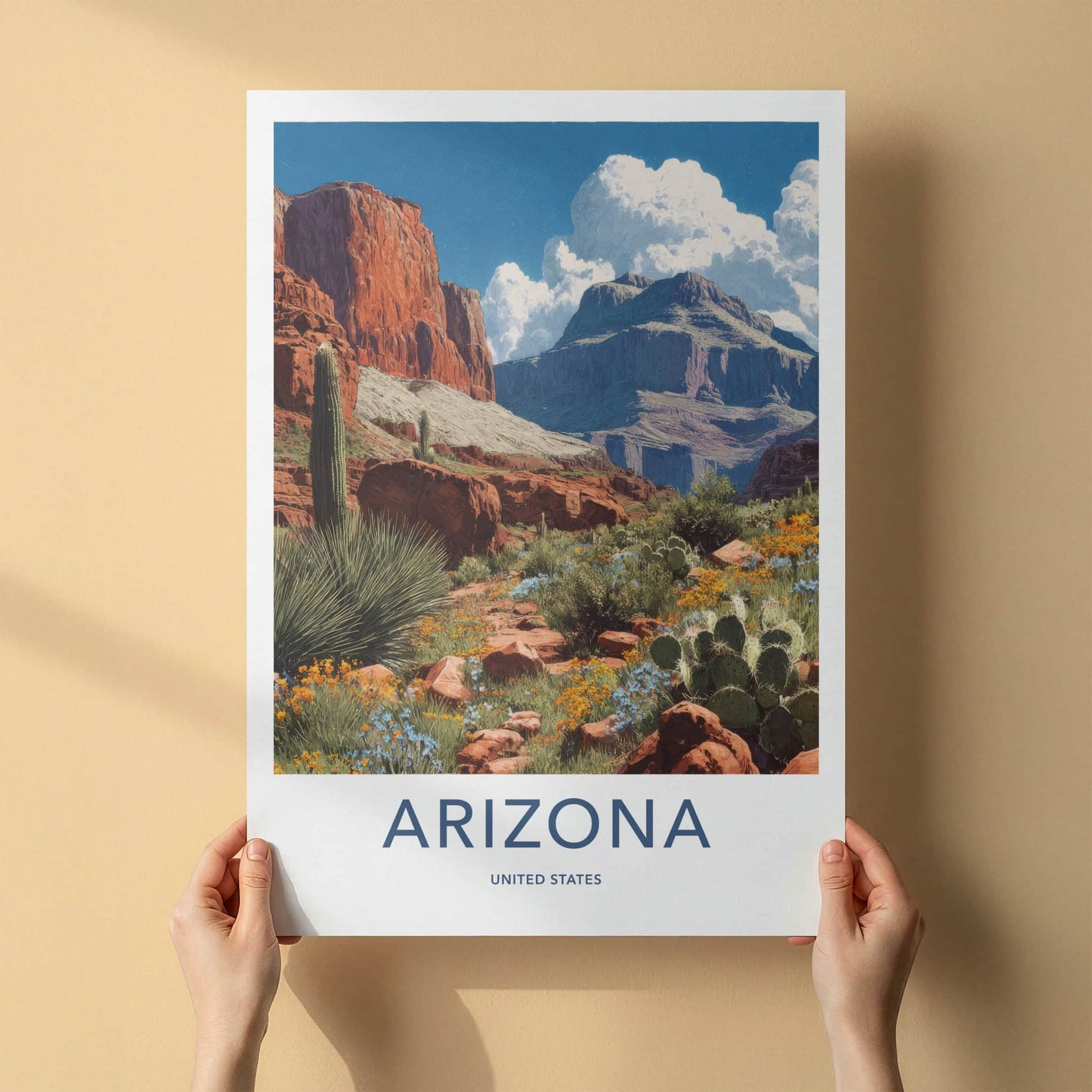 Arizona Poster - Arizona Art Print - Desert Canyon Flowers Home Decor