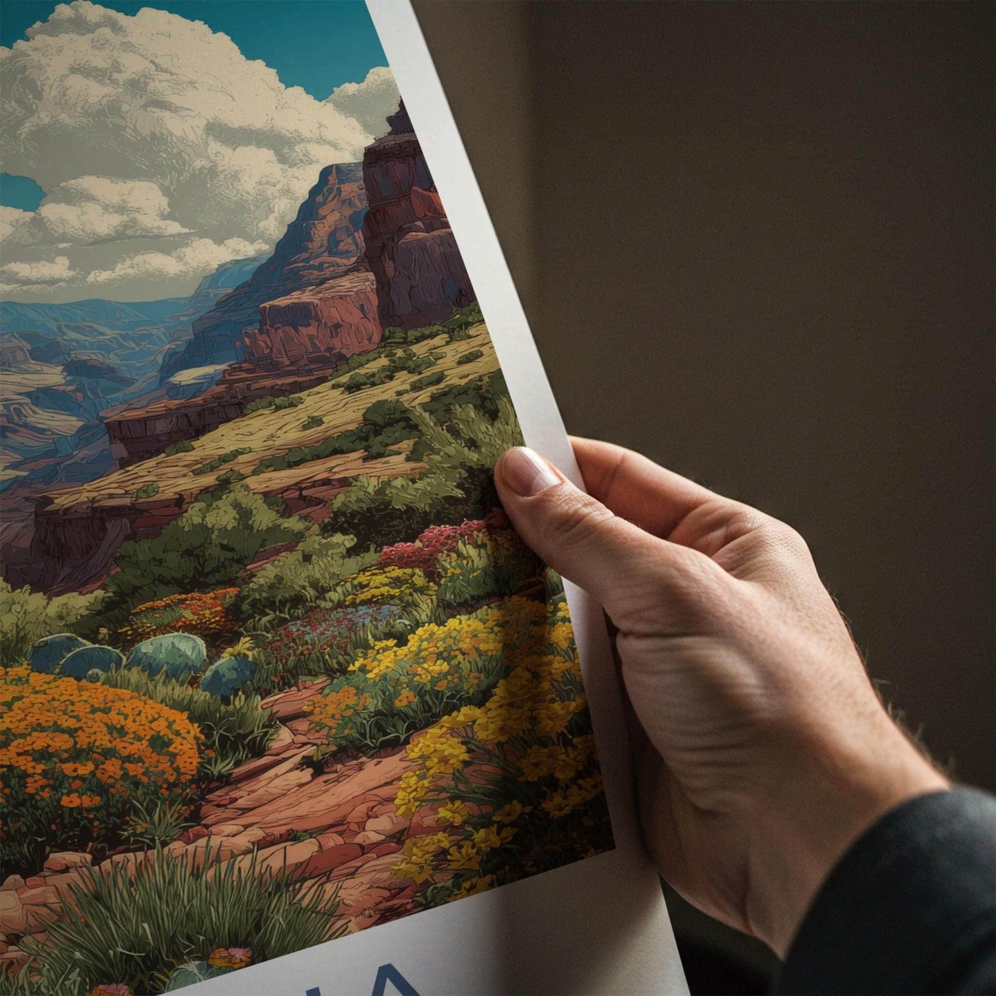 Arizona Poster - Arizona Travel Art - Canyon Cacti Blooms Wall Decor