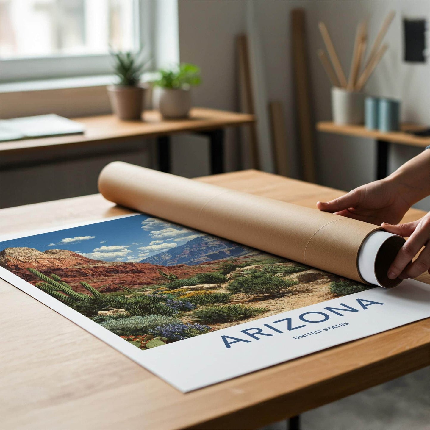 Arizona Poster - Arizona Travel Art - Desert Canyon Scene Home Decor
