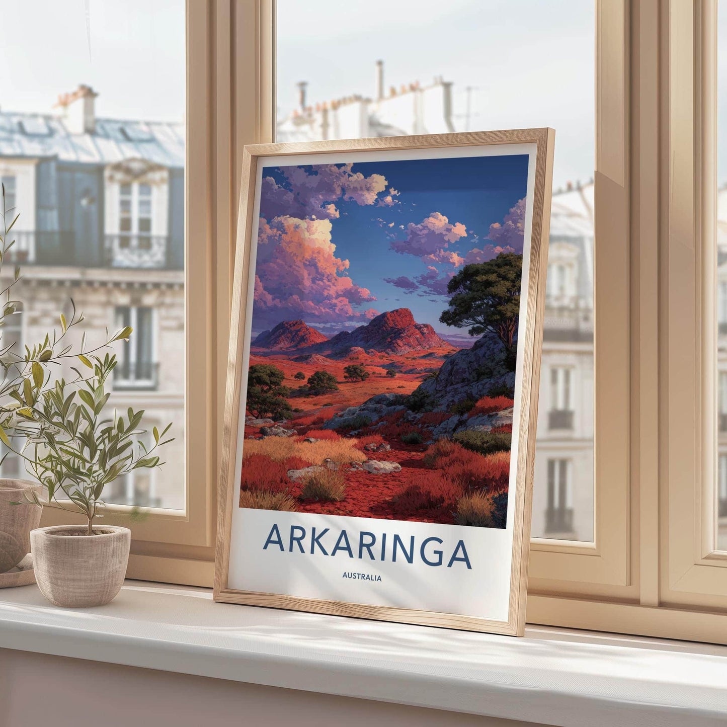 Arkarringa Australia Travel Poster, Vibrant Desert Landscape Wall Art Print, Anime Style Nature Decor, Outback Scenery Gift