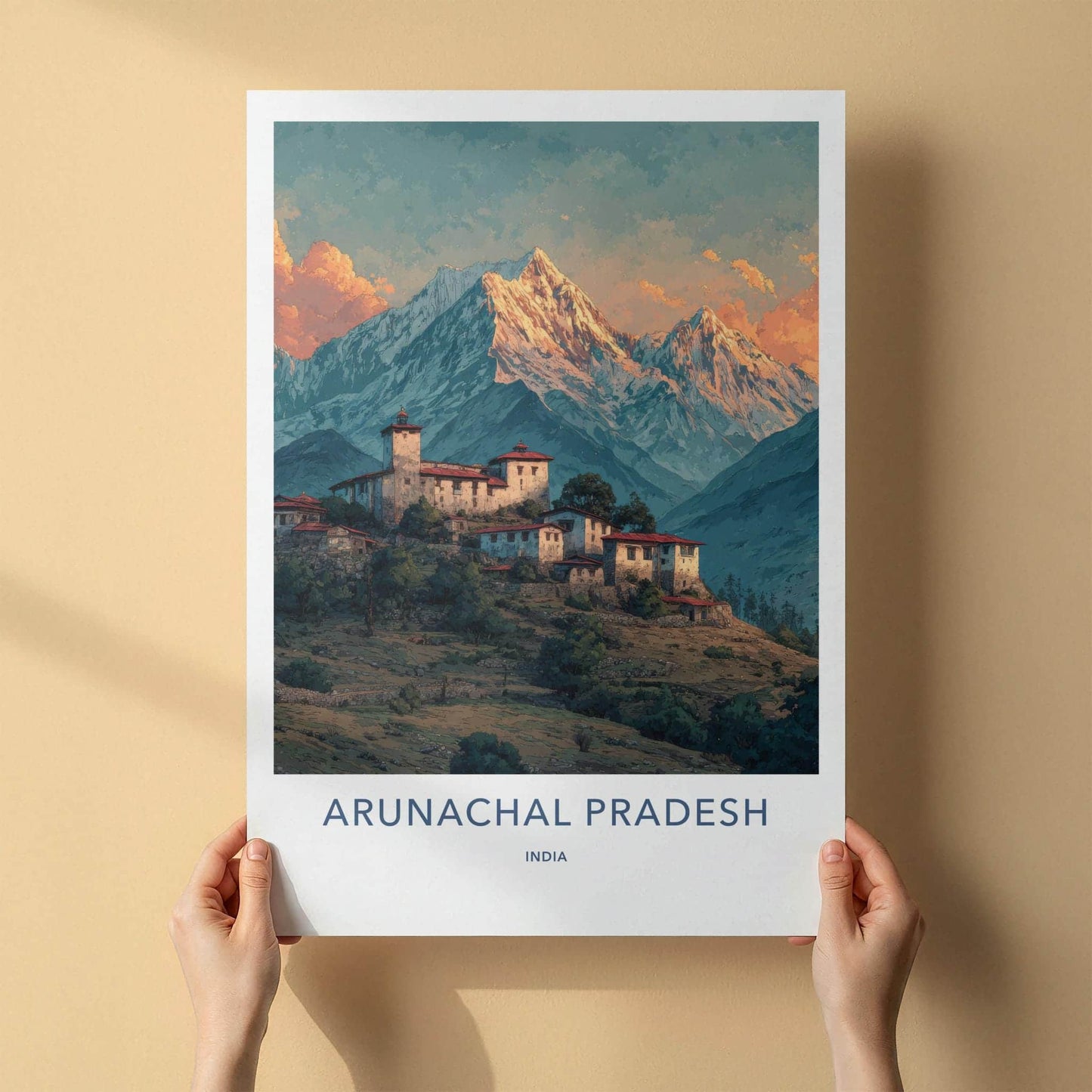 Arunachal Pradesh Poster - India Travel Art - Mountain Village Wall Decor